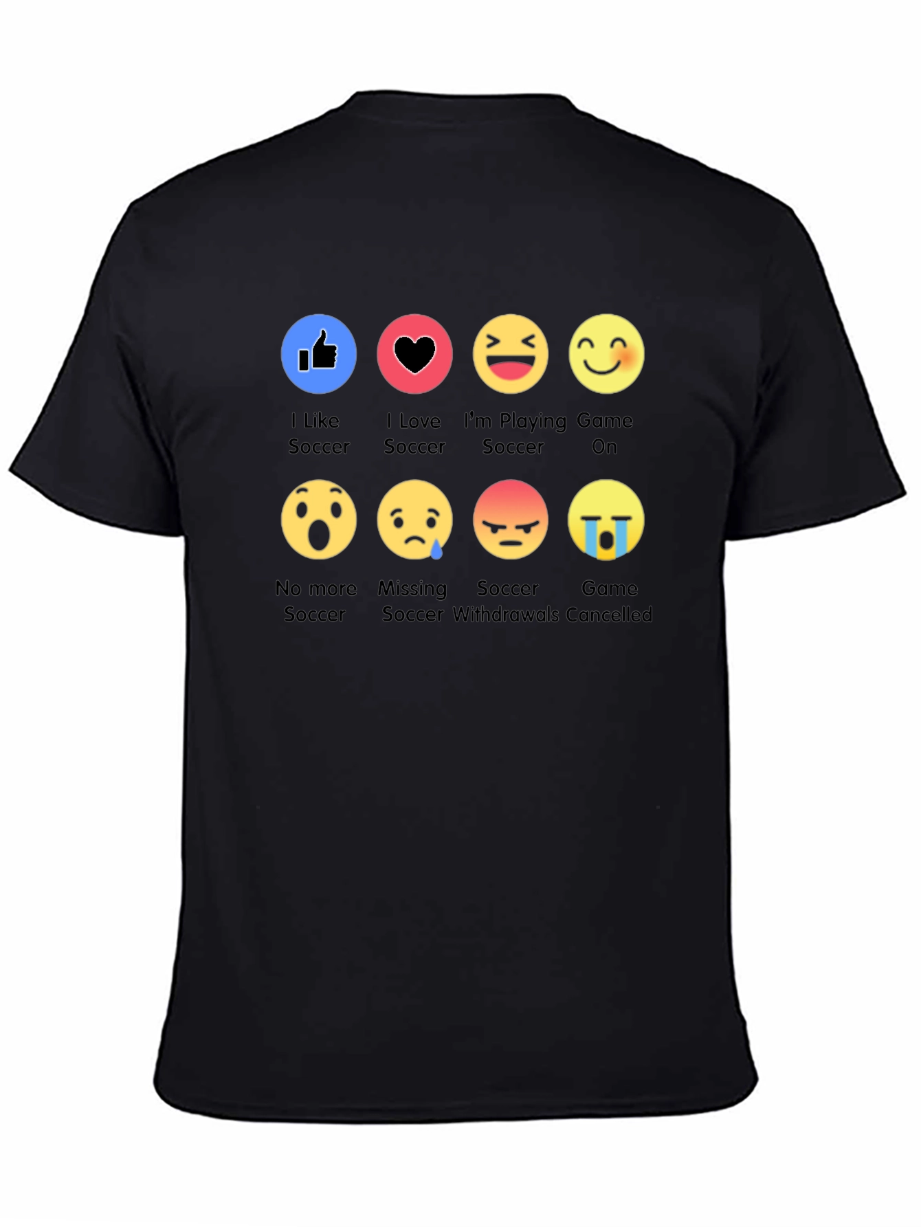 Black Soccer Emoji Black T-Shirt: I Like Soccer Graphic Tee view 4