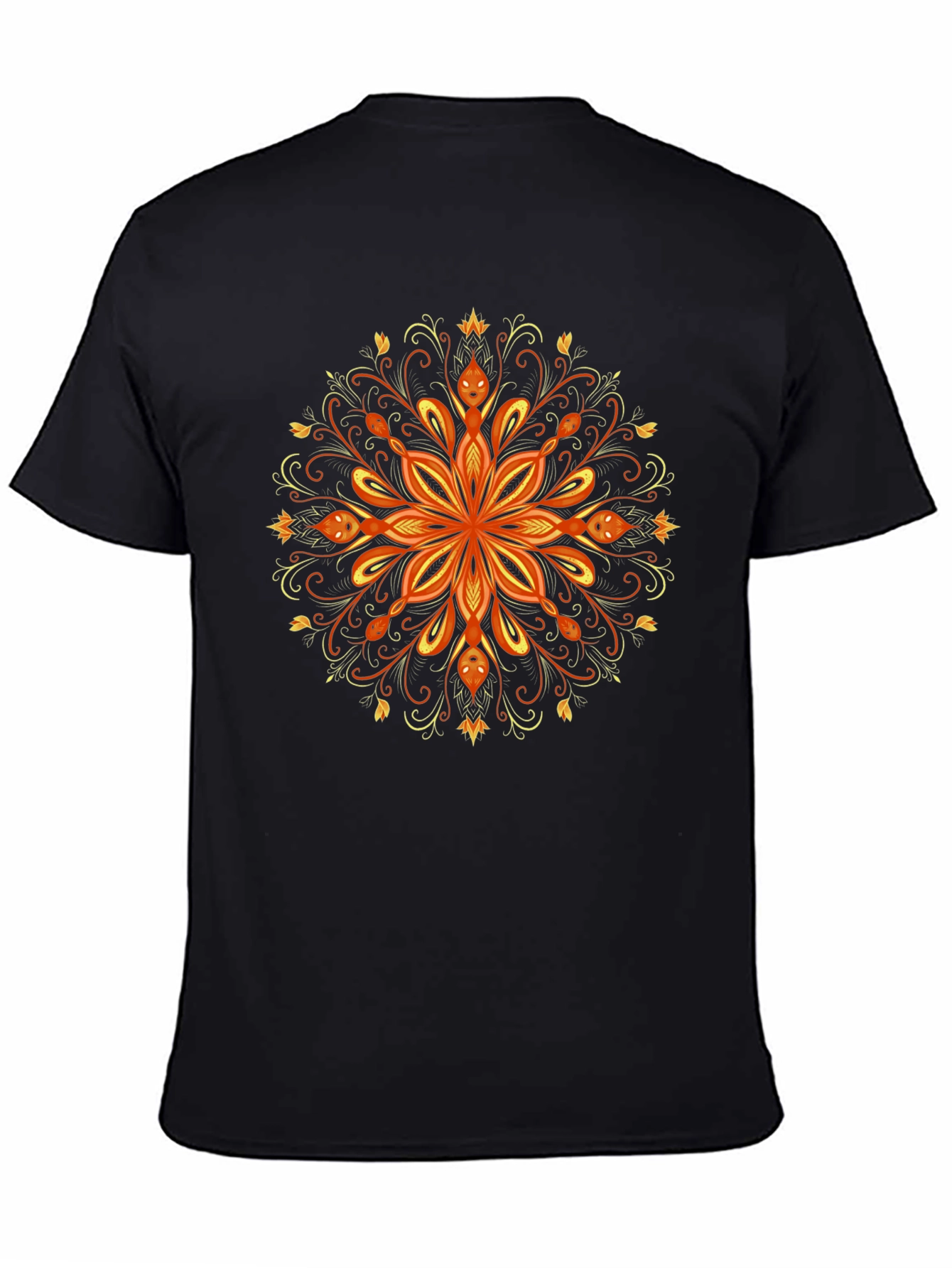 Black Mandala Snake Print Black T-Shirt view 4