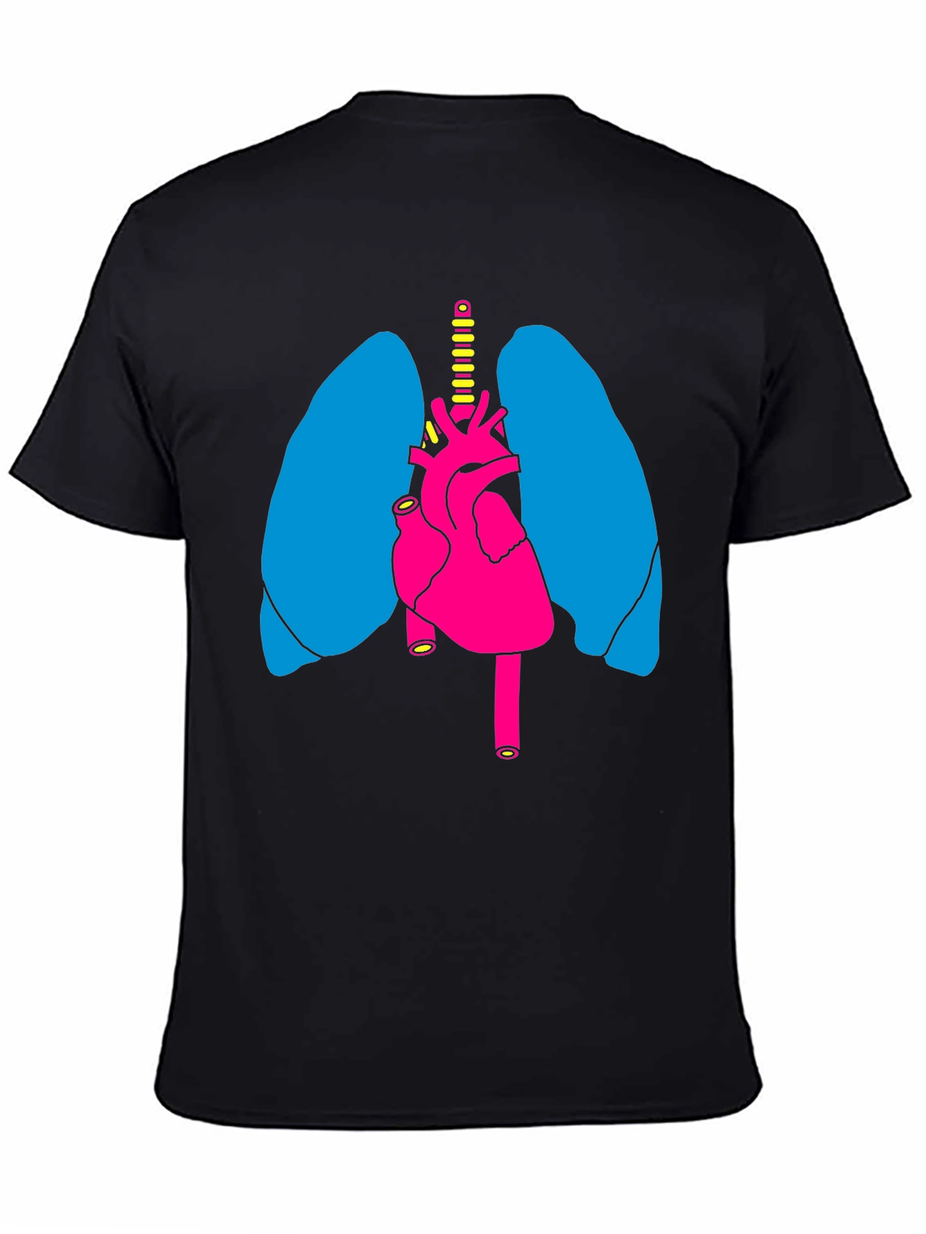 Black Anatomy Heart Lungs Graphic Tee - Black Unisex Shirt view 4