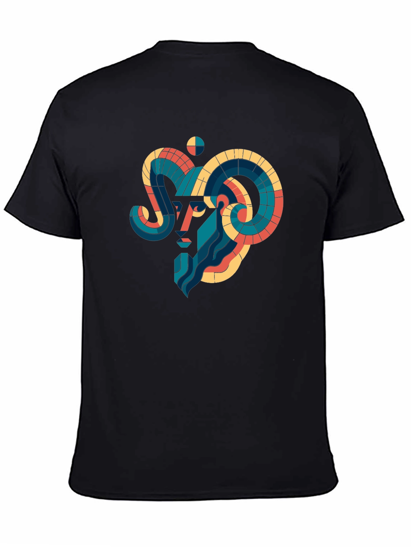 Black Geometric Aries Ram Graphic Tee - Black view 4