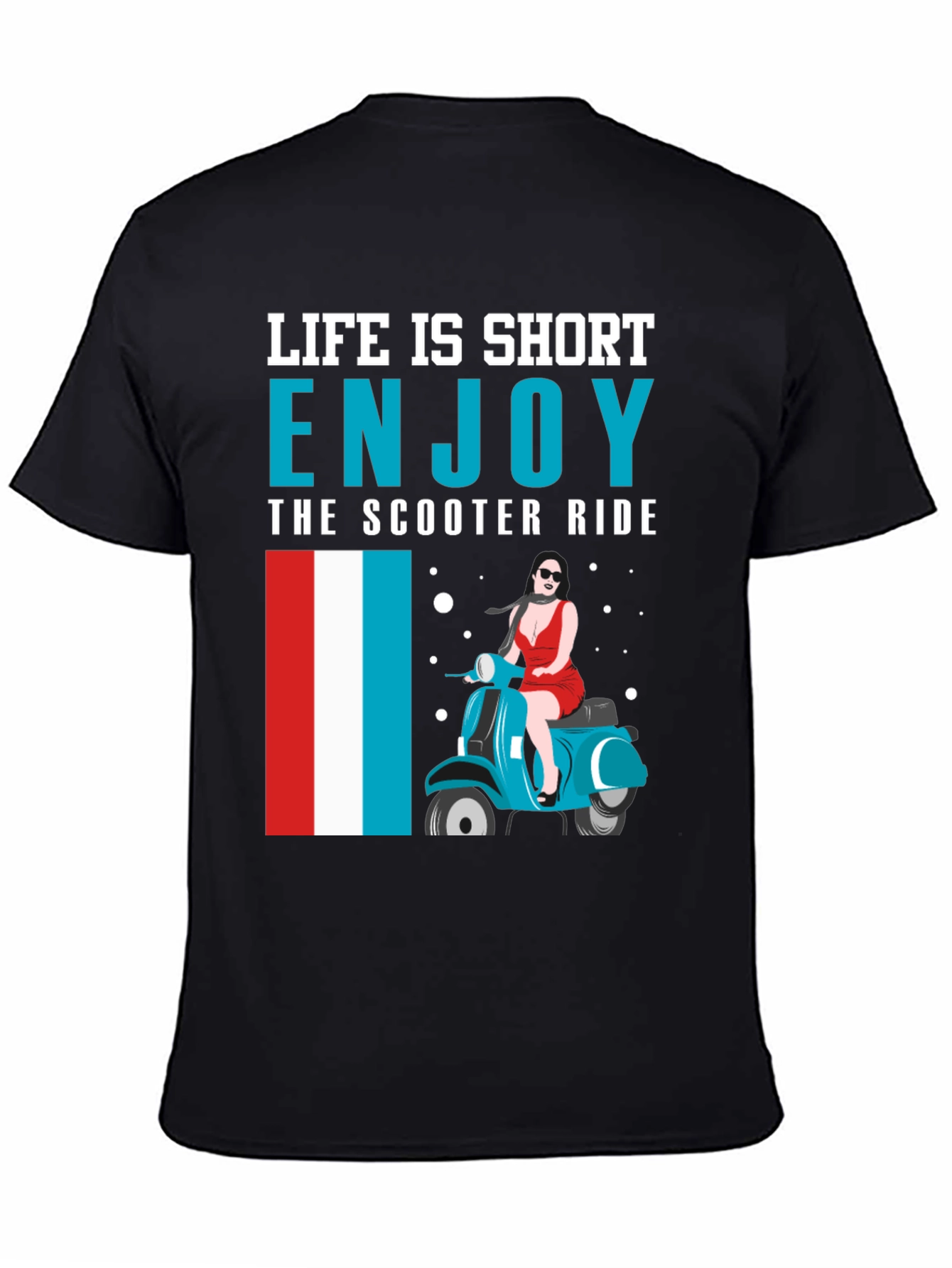 Black Life is Short Enjoy the Scooter Ride Graphic Tee view 4
