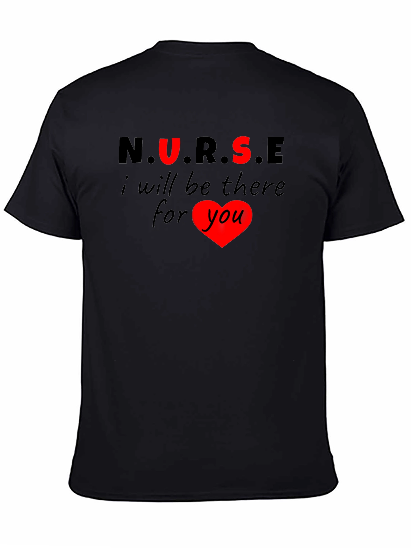 Black Nurse Heartbeat T-Shirt - I Will Be There For You view 4