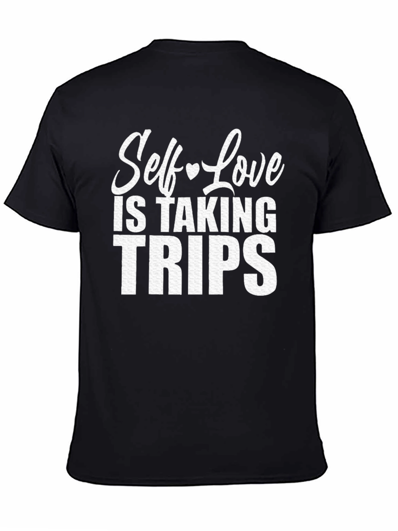 Black Self-Love Trips Graphic Tee - Black Cotton T-Shirt view 4
