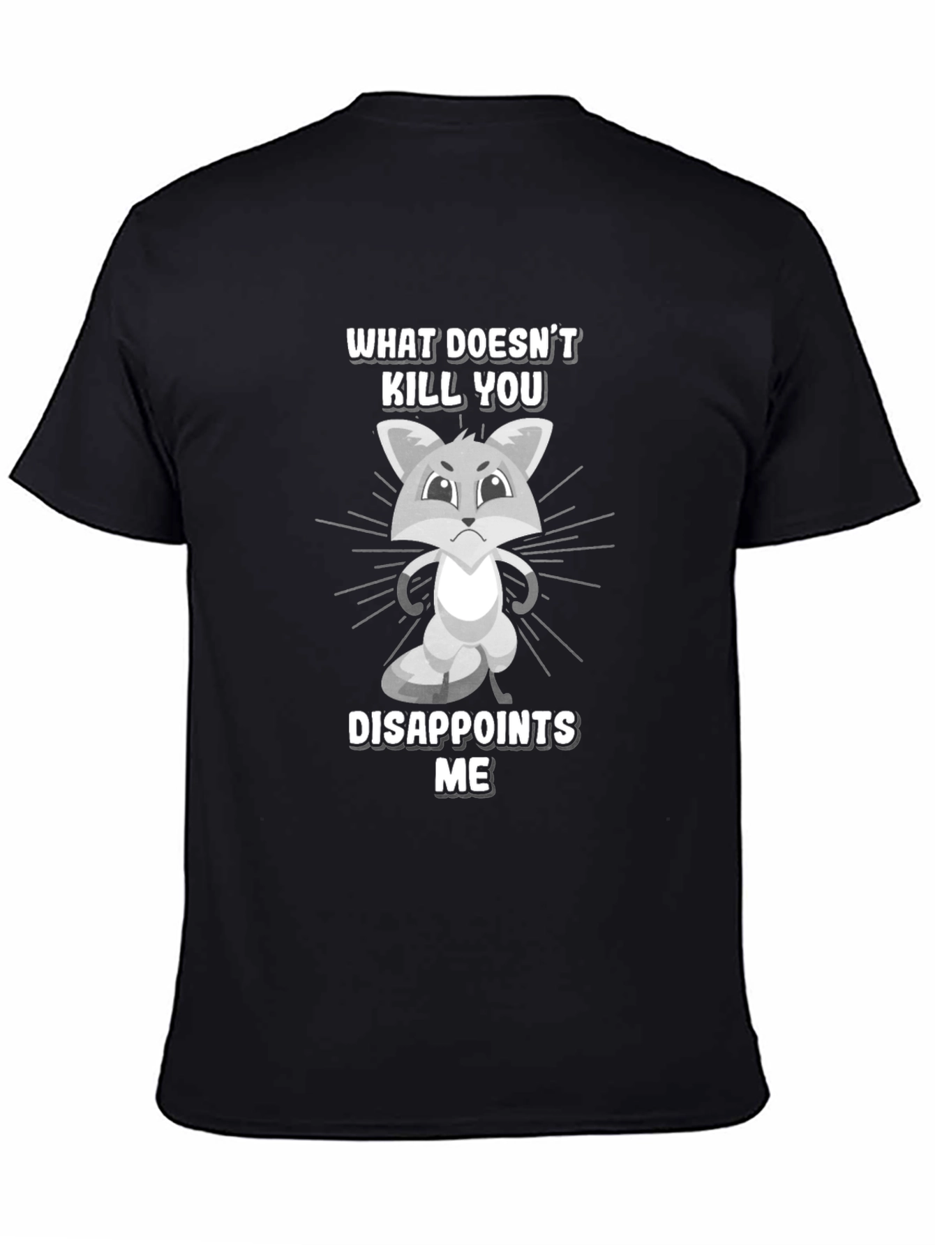 Black Funny Disappointed Fox Graphic T-Shirt view 4