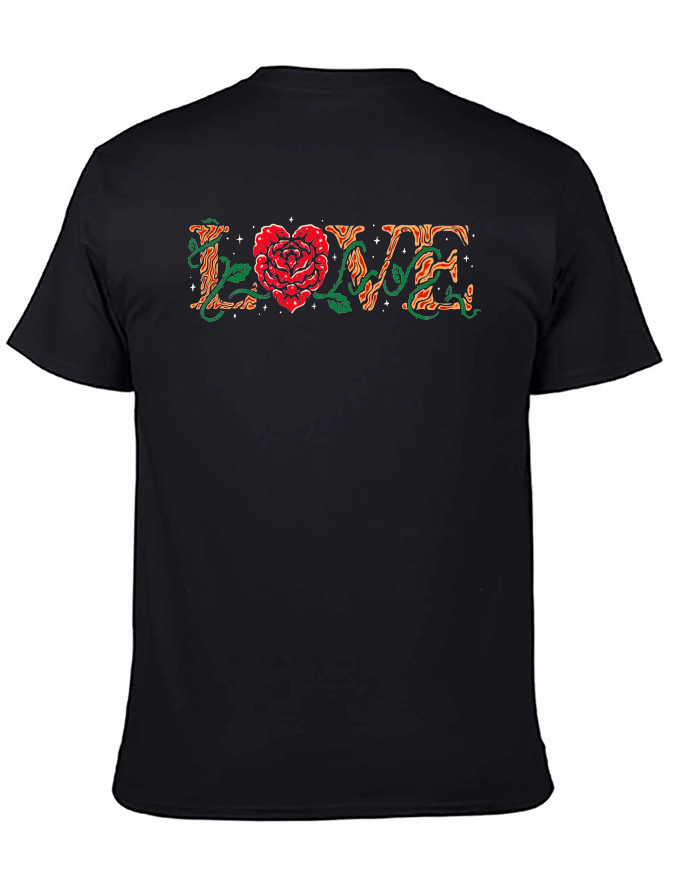 Black Love Rose Graphic Black Tee view 4