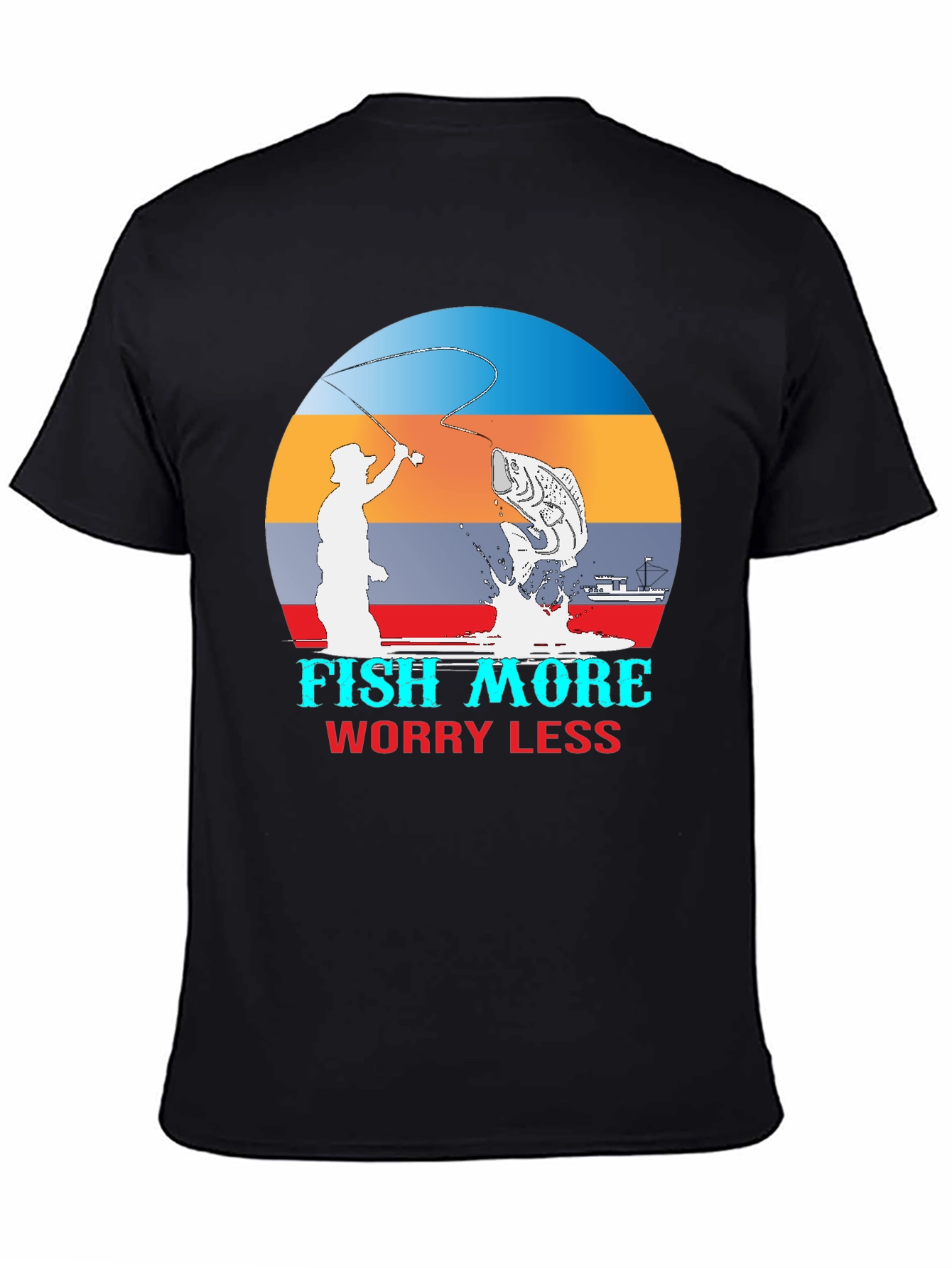 Black Fish More Worry Less Graphic T-Shirt view 4