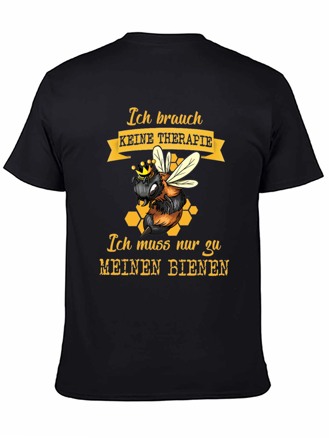 Black Bee Therapy T-Shirt - German Slogan, Honeycomb Design view 4