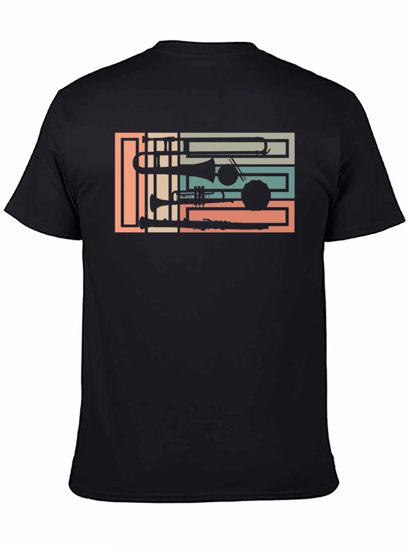 Black Retro Music Instrument Black Graphic Tee view 4
