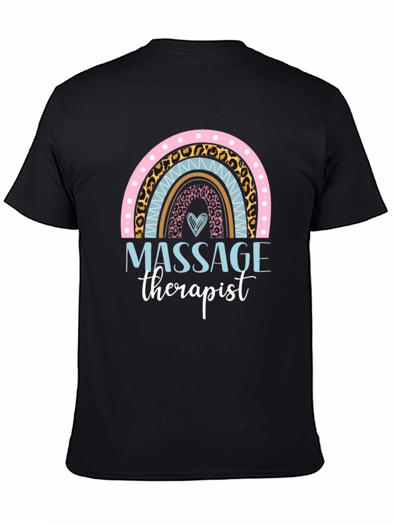 Black Massage Therapist Rainbow Graphic T-Shirt view 4