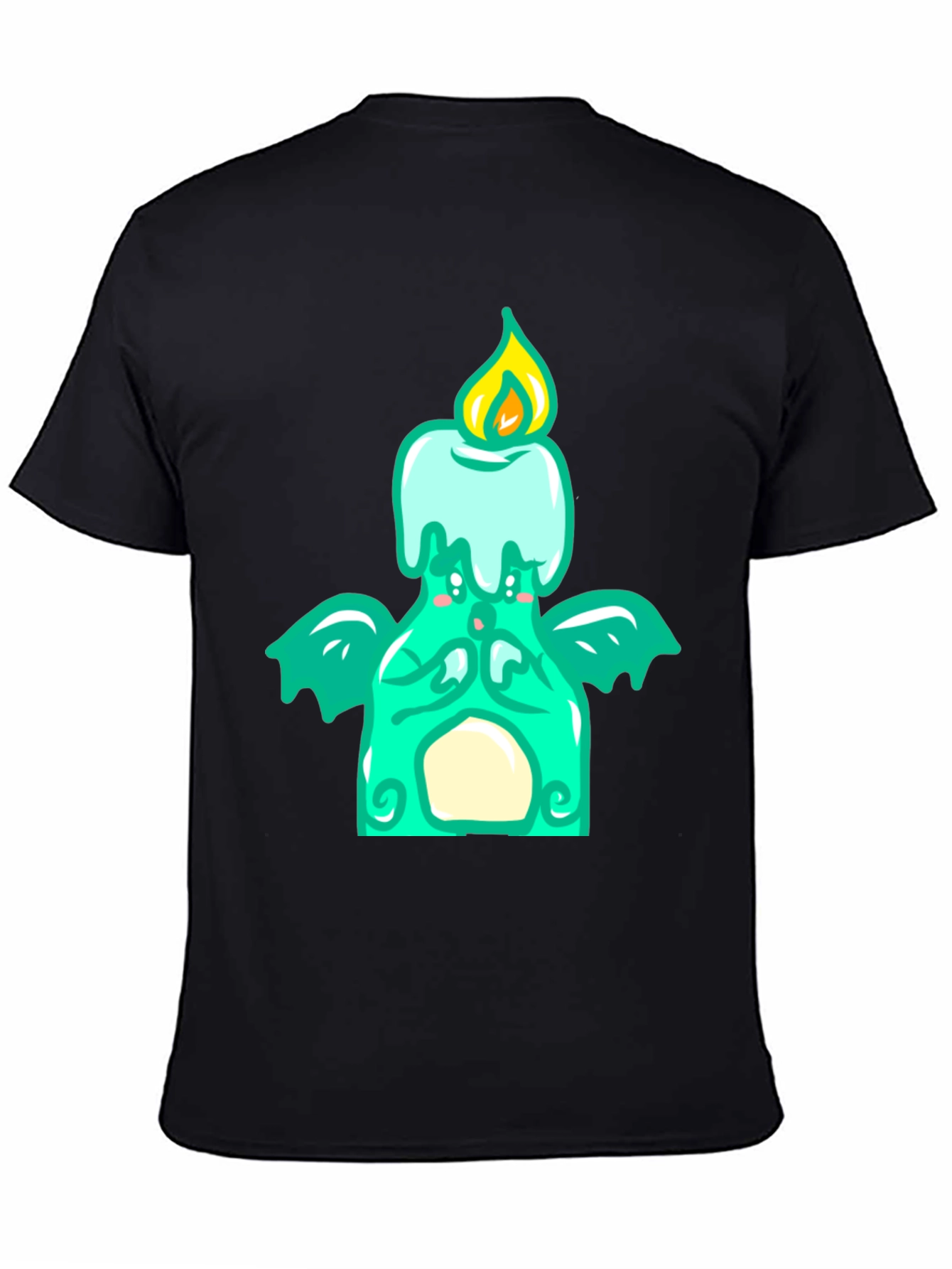Black Whimsical Candle Dragon Graphic Tee view 4