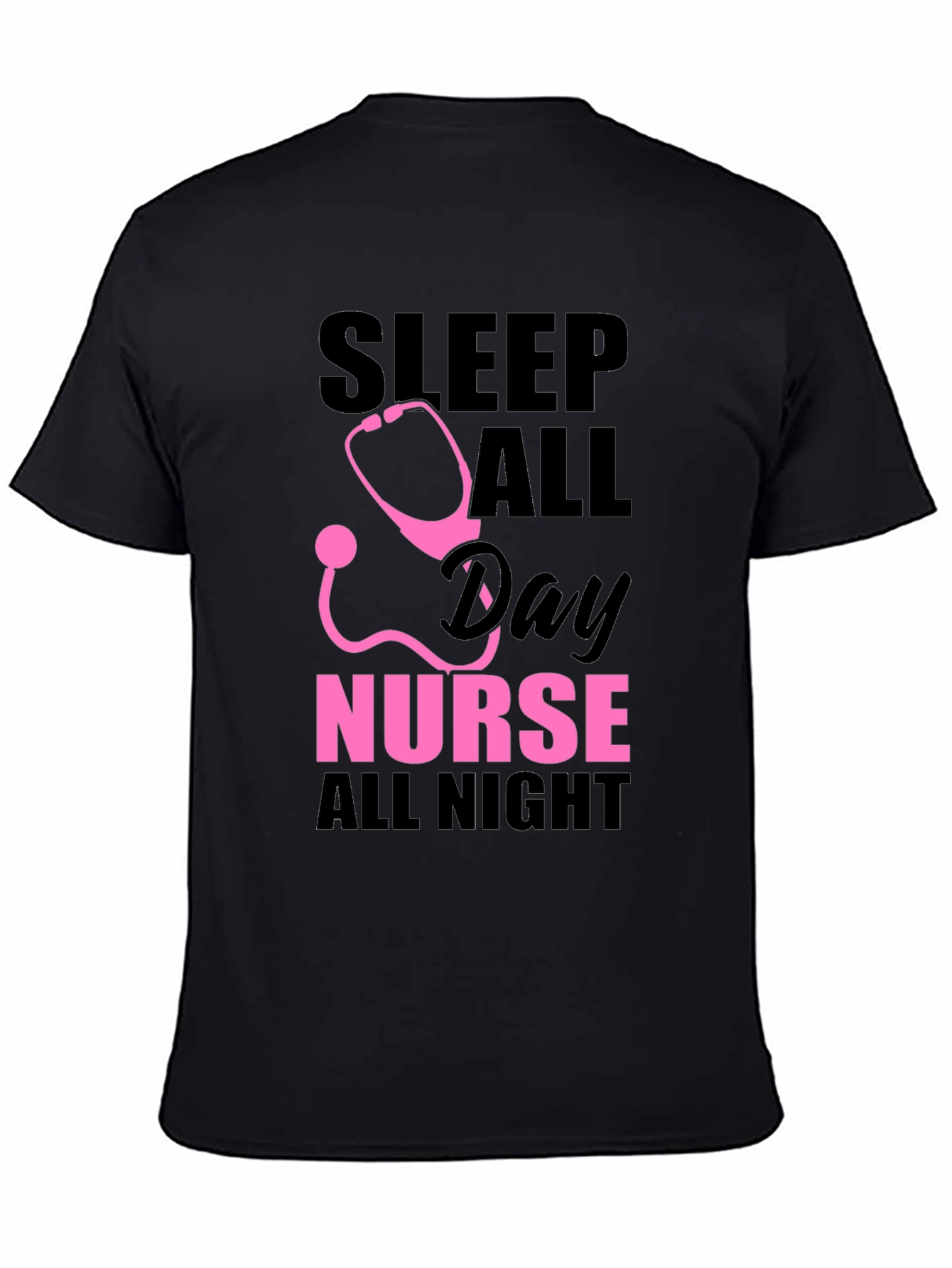 Black Nurse Sleep All Day T-Shirt view 4