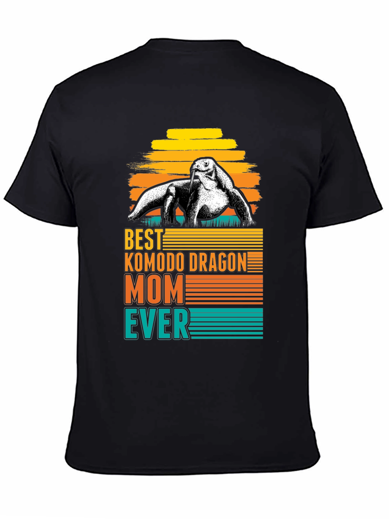 Black Komodo Dragon Mom Ever T-Shirt - Retro Style view 4