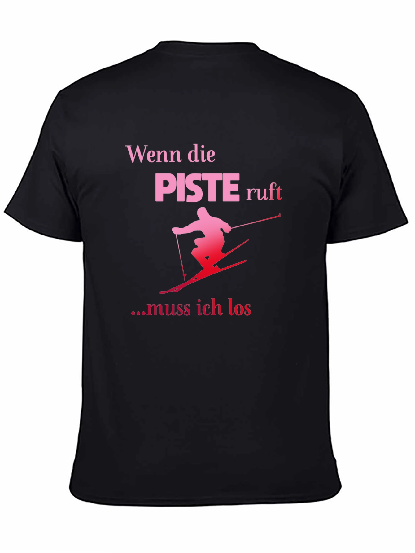 Black Funny Skiing T-Shirt: Wenn die Piste Ruft view 4