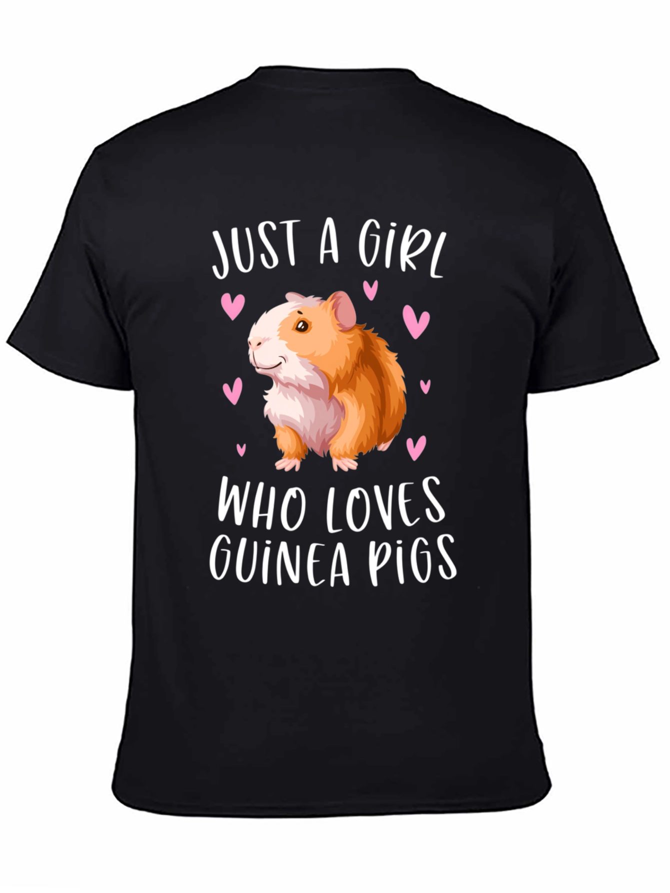 Black Just a Girl Who Loves Guinea Pigs T-Shirt view 4