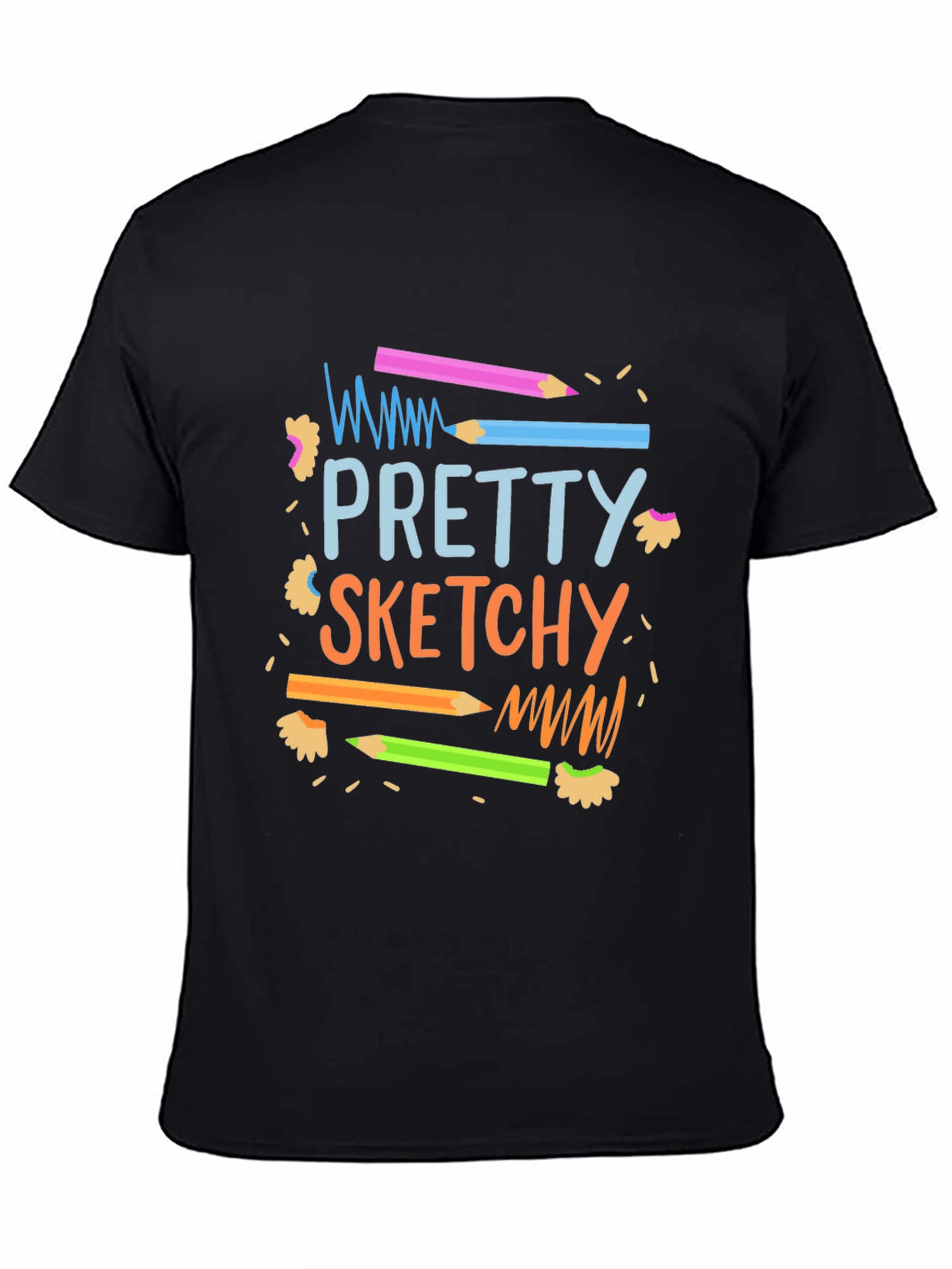 Black Pretty Sketchy Graphic T-Shirt - Unisex view 4
