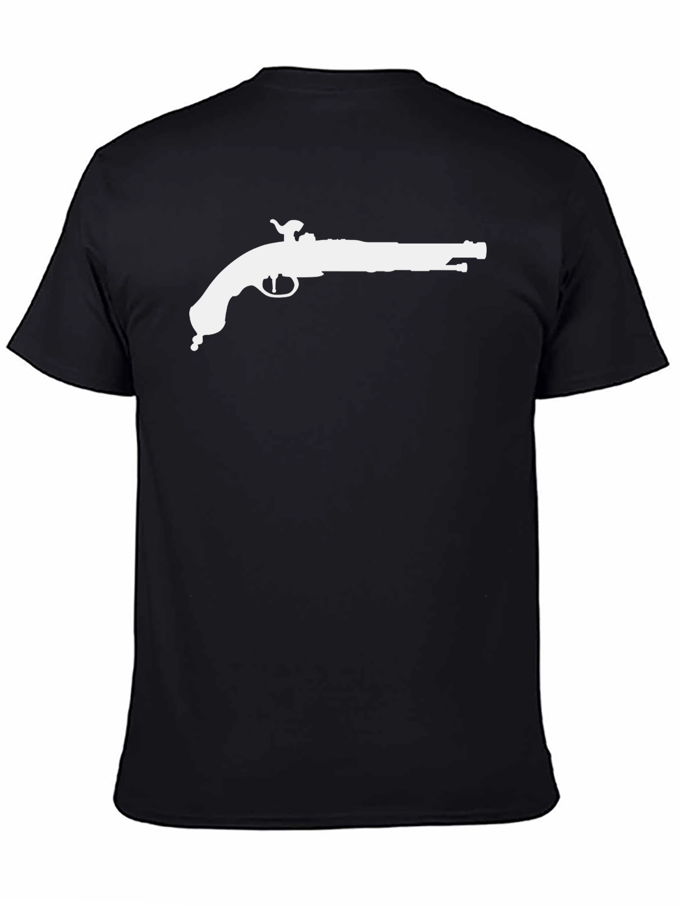 Black Pirate Flintlock Graphic Tee - Black Cotton T-Shirt view 4