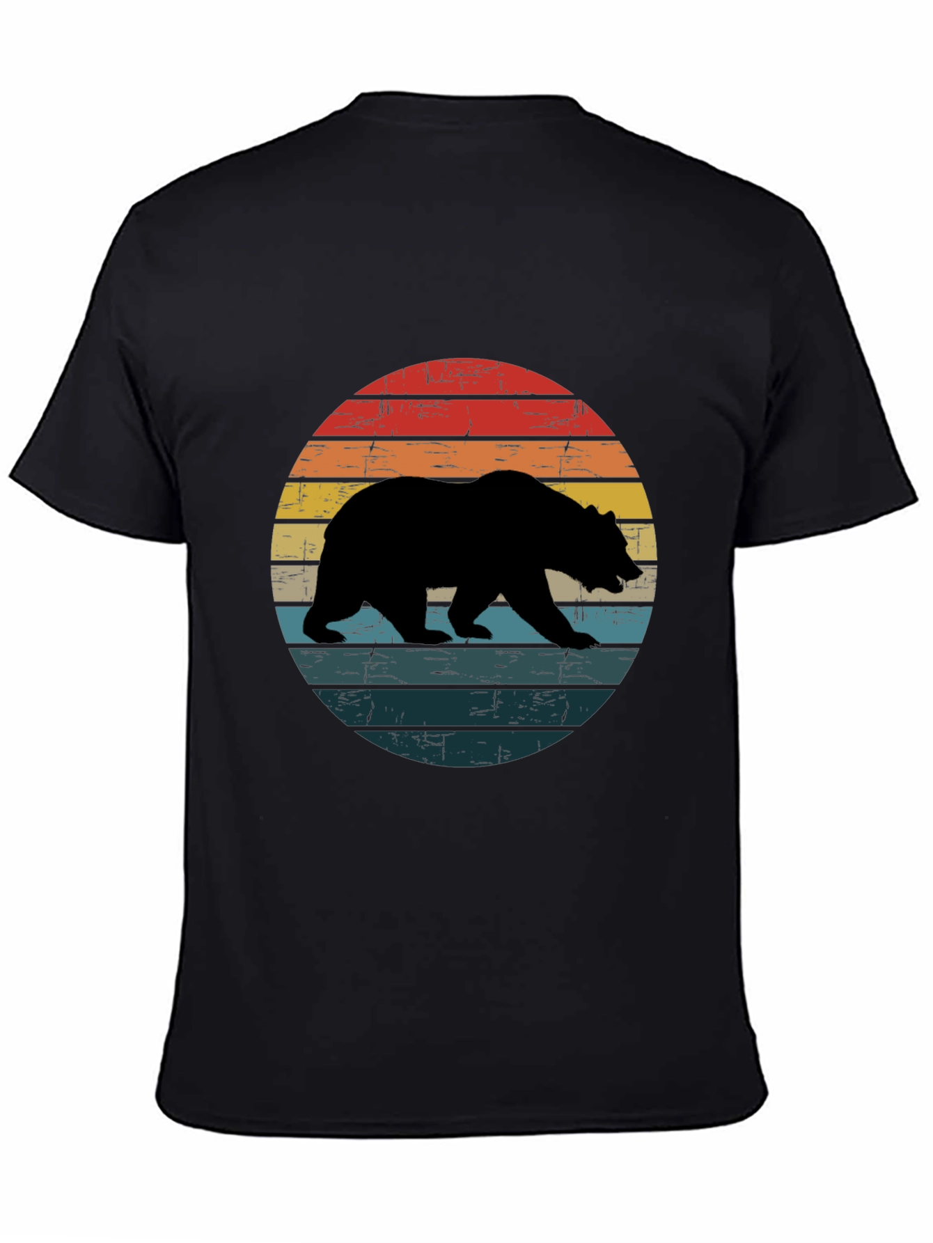 Black Retro Bear Silhouette T-Shirt - Black view 4