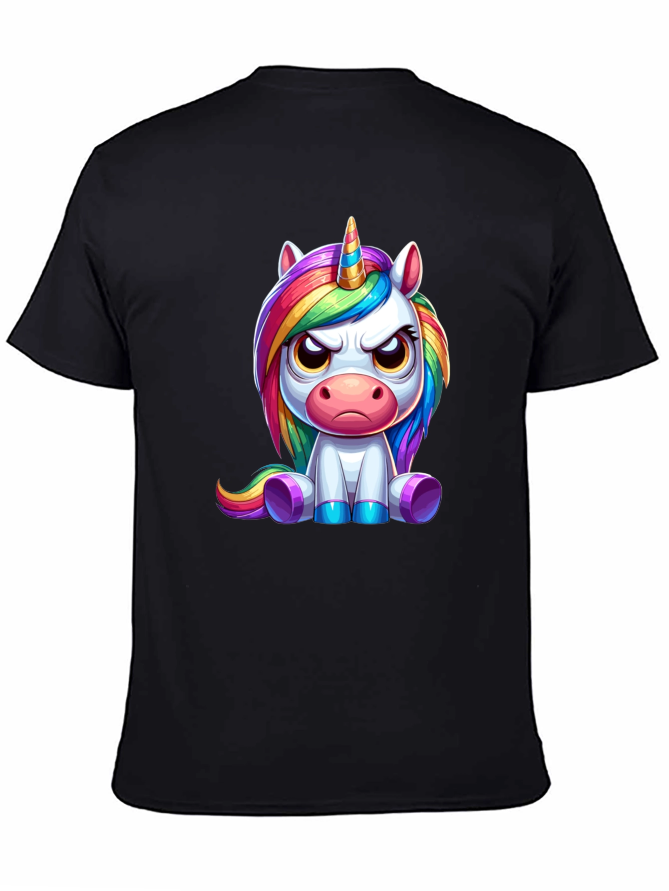 Black Grumpy Unicorn Graphic Tee - Black view 4