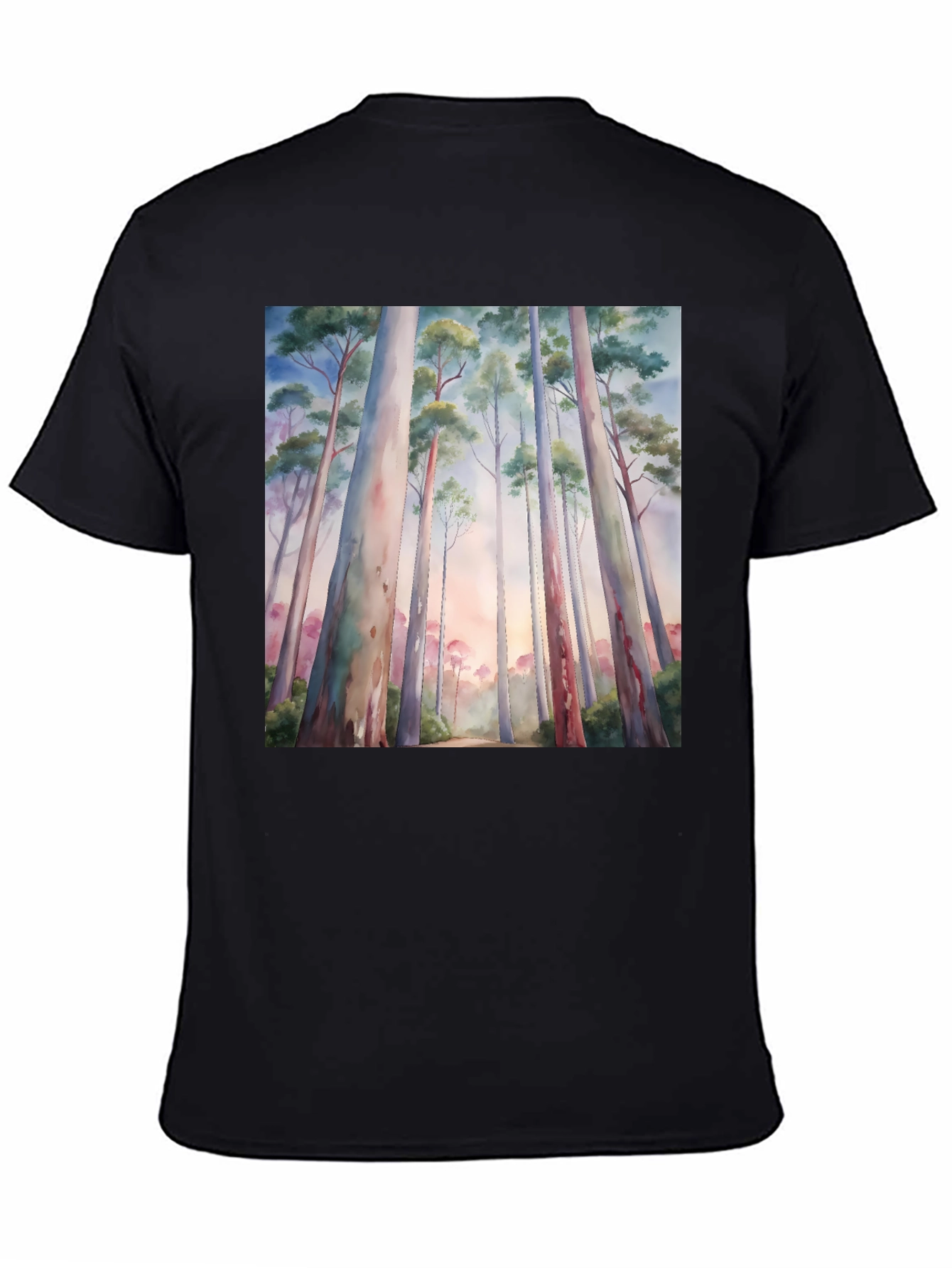 Black Eucalyptus Forest Watercolor Graphic Tee view 4