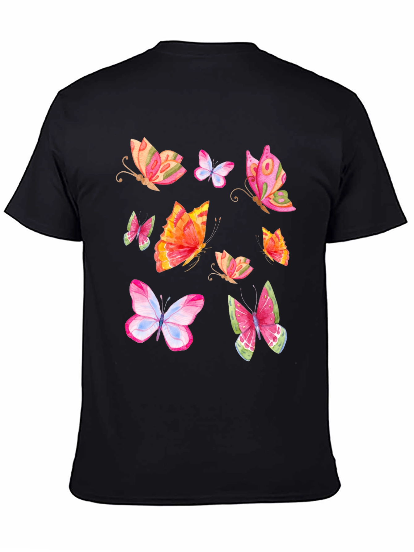 Black Butterfly Print Black T-Shirt view 4