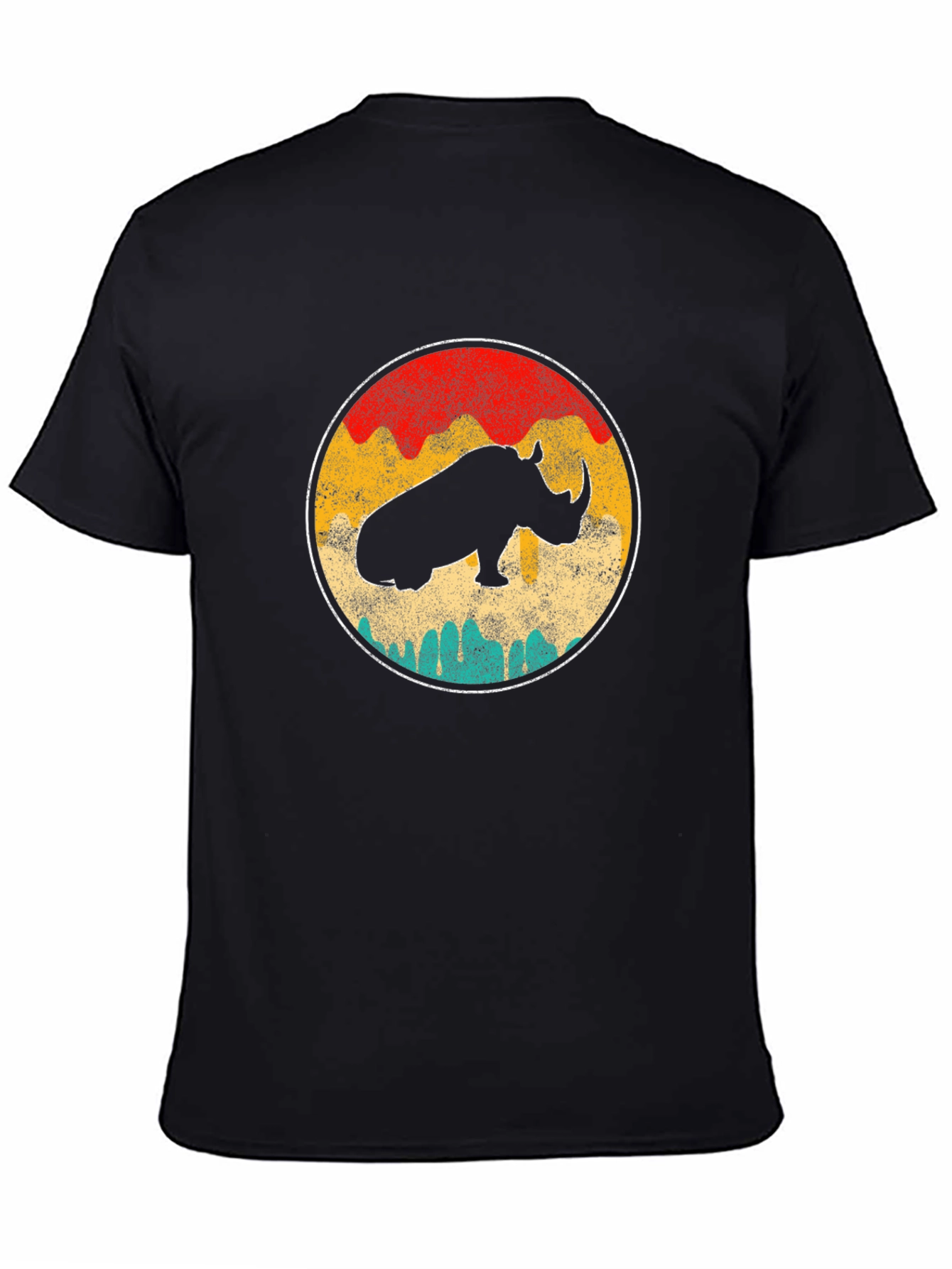 Black Retro Rhino T-Shirt view 4