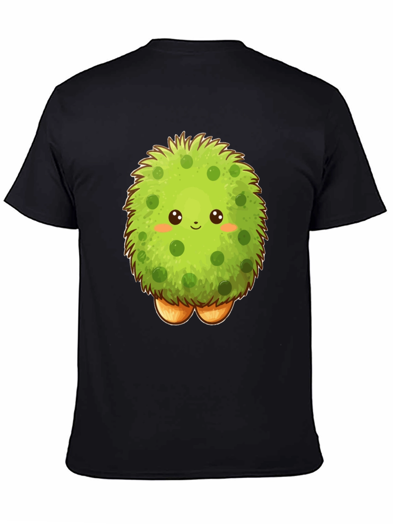 Black Cute Fluffy Green Monster Graphic T-Shirt view 4