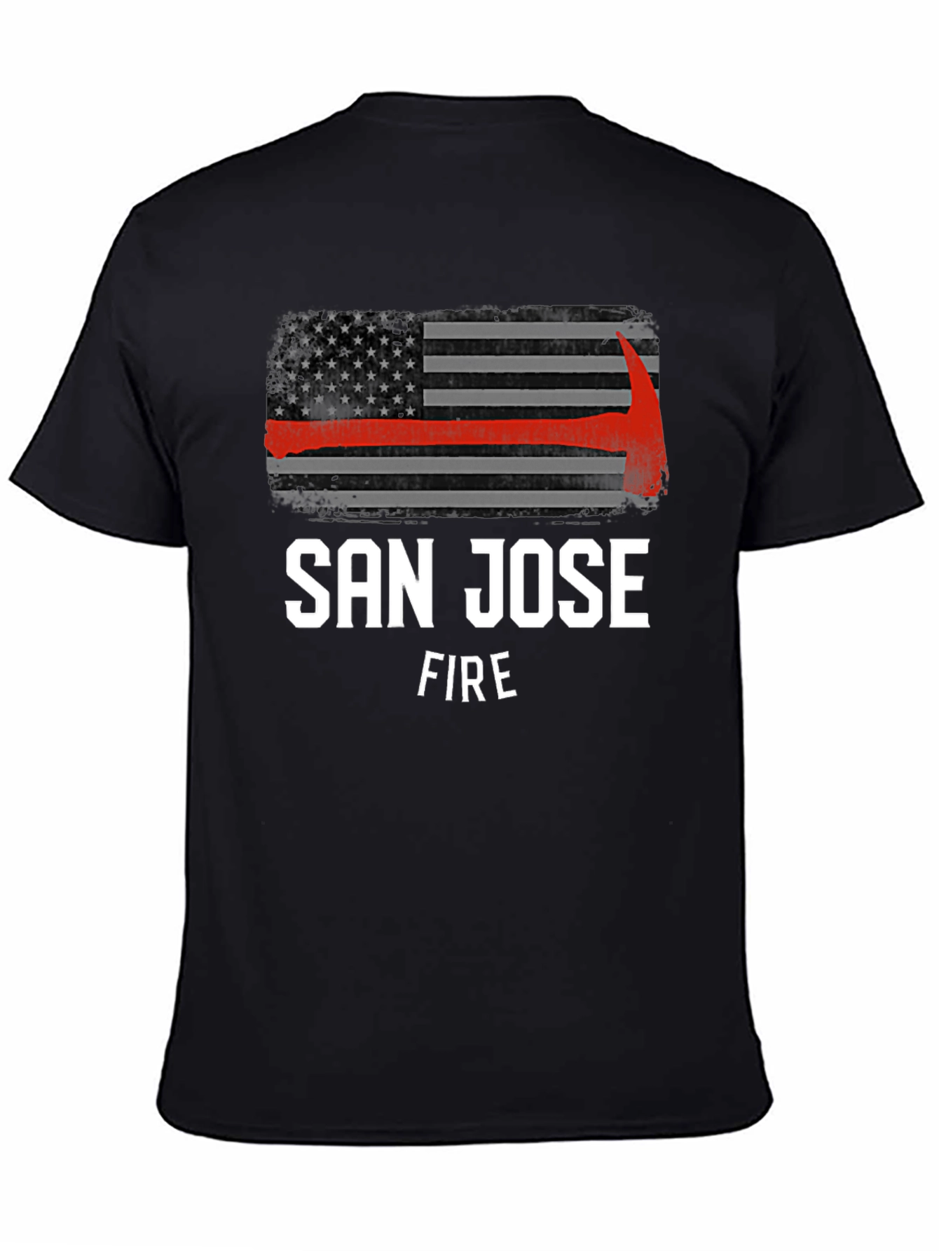 Black San Jose Fire T-Shirt - Thin Red Line Axe view 4