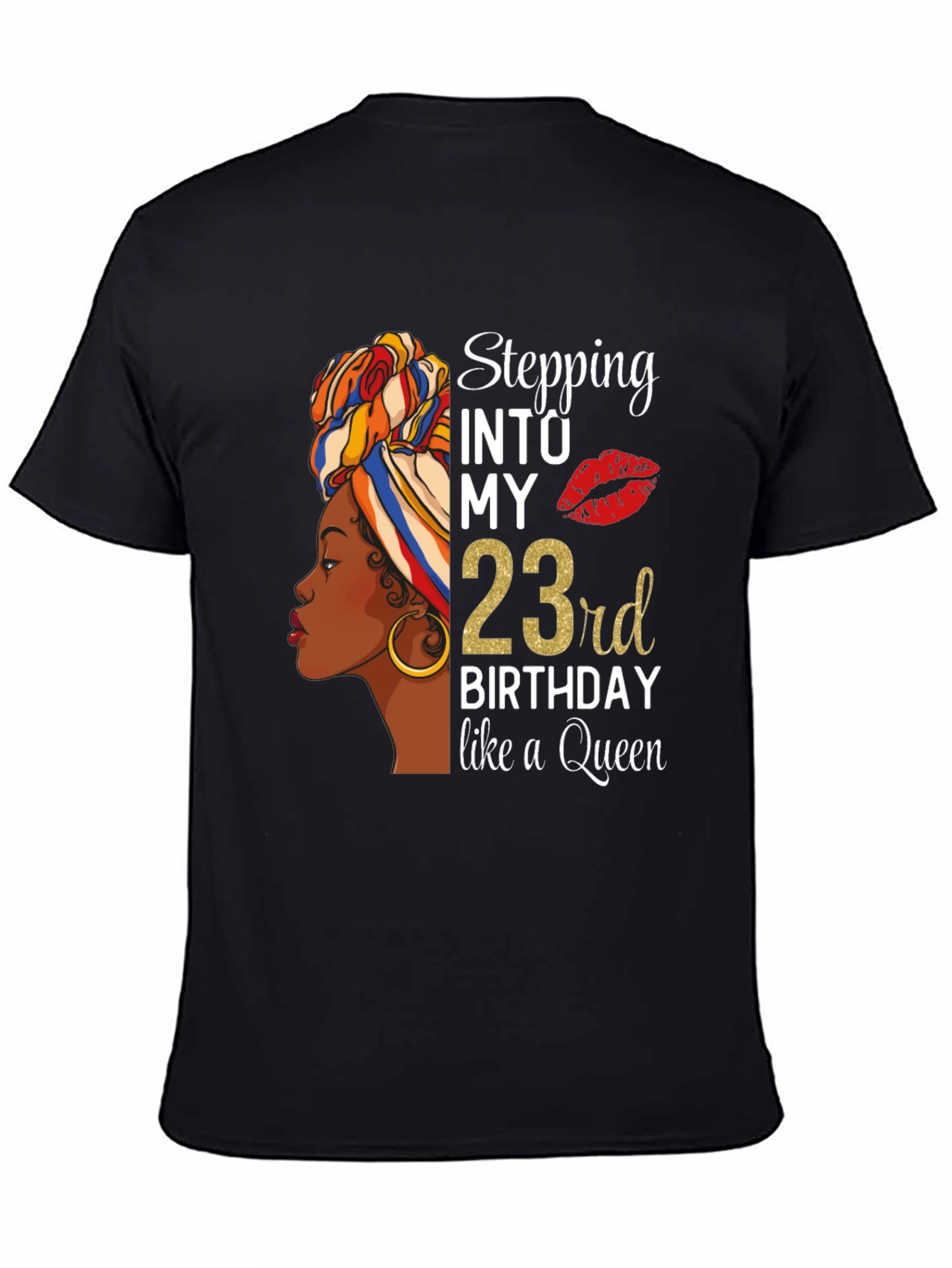 Black 23rd Birthday Queen T-Shirt view 4