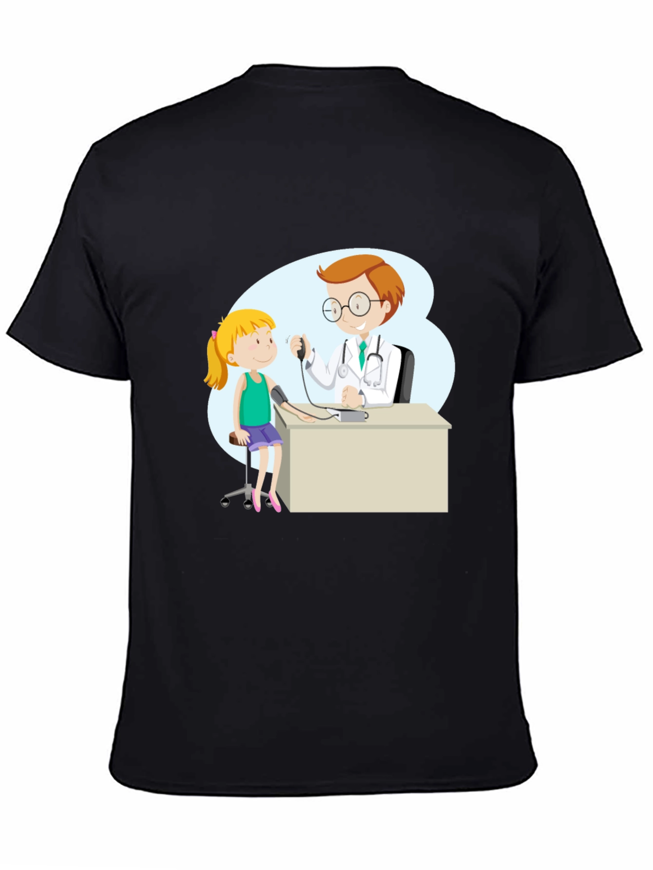 Black Doctor Visit Graphic Tee - Black Cotton Blend T-Shirt view 4