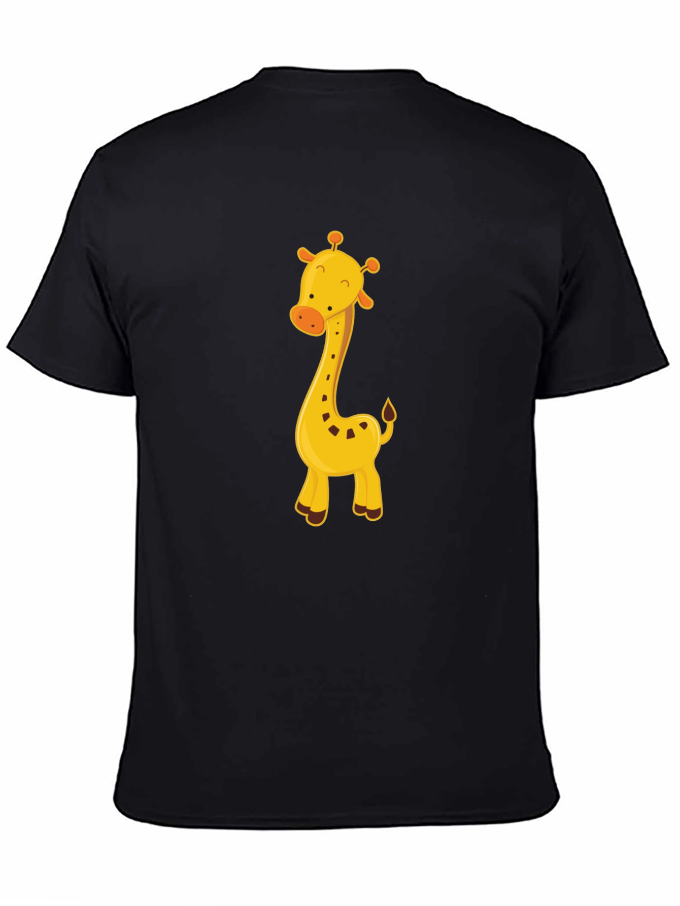 Black Cute Giraffe Graphic Tee - Black Cotton Blend view 4
