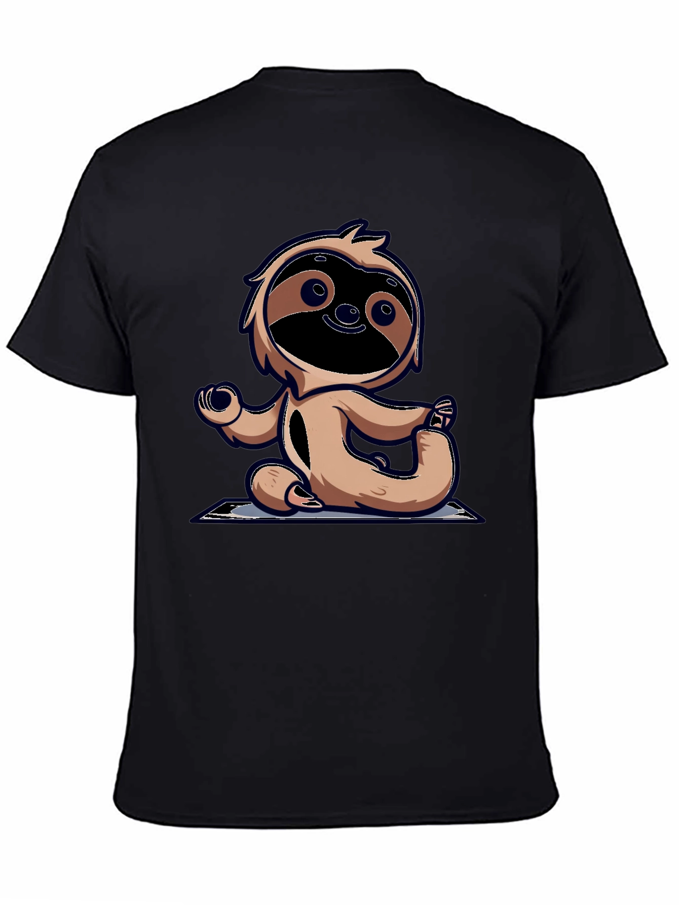 Black Yoga Sloth Graphic Tee - Relaxed Fit Black T-Shirt view 4