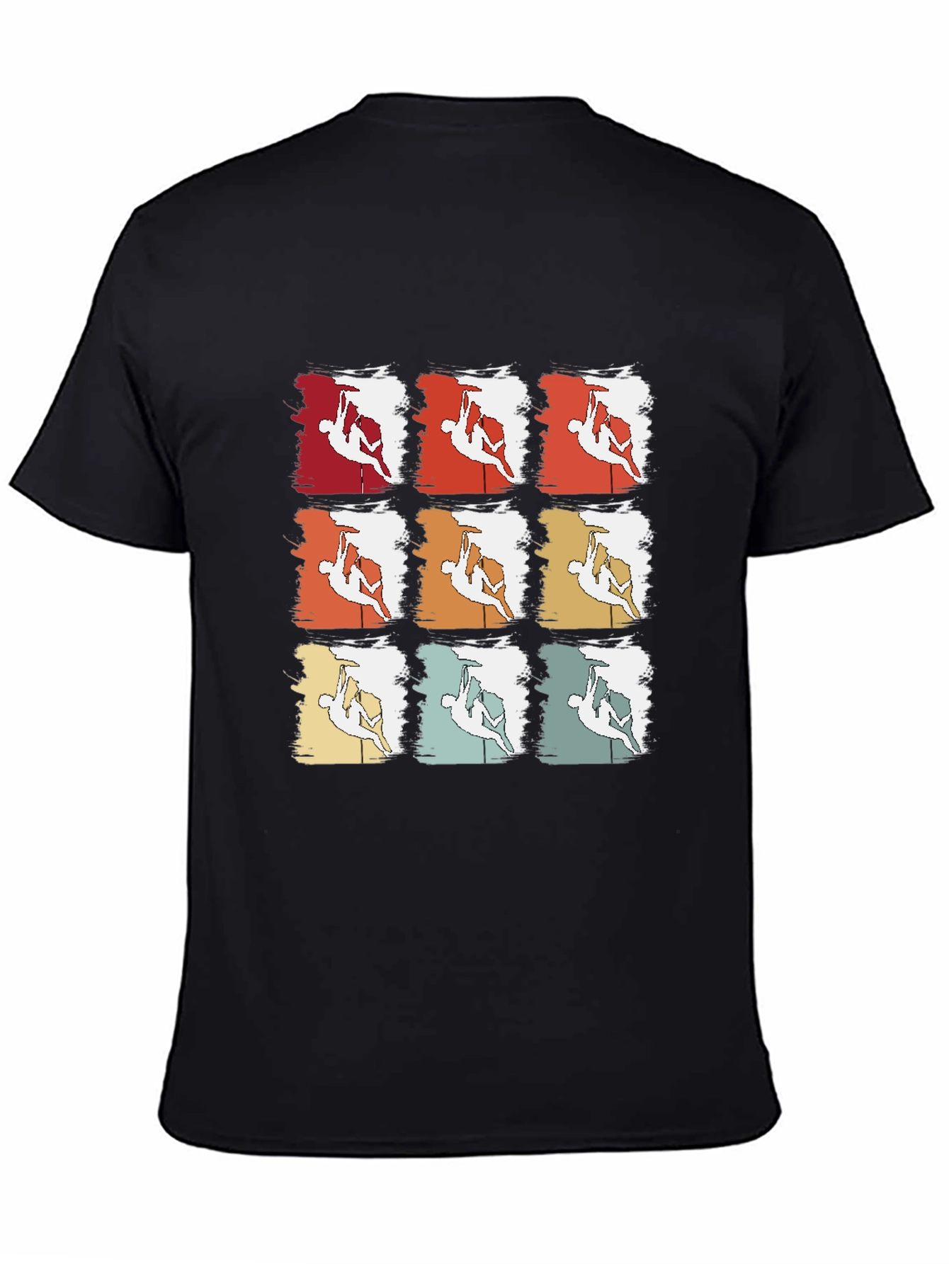 Black Retro Rock Climbing T-Shirt - Nine Climber Design view 4