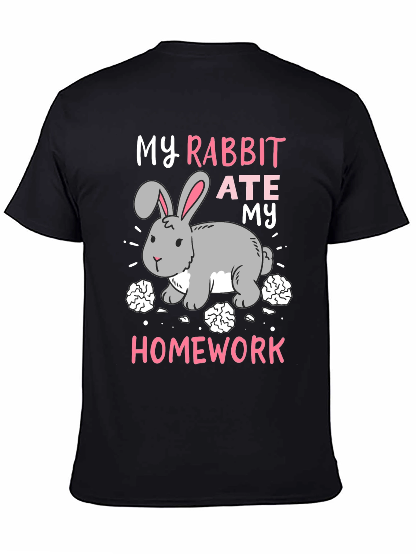 Black Rabbit Ate My Homework T-Shirt - Funny Graphic Tee view 4