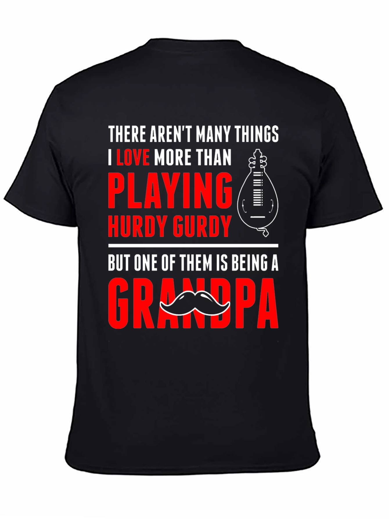 Black Hurdy Gurdy Grandpa T-Shirt view 4