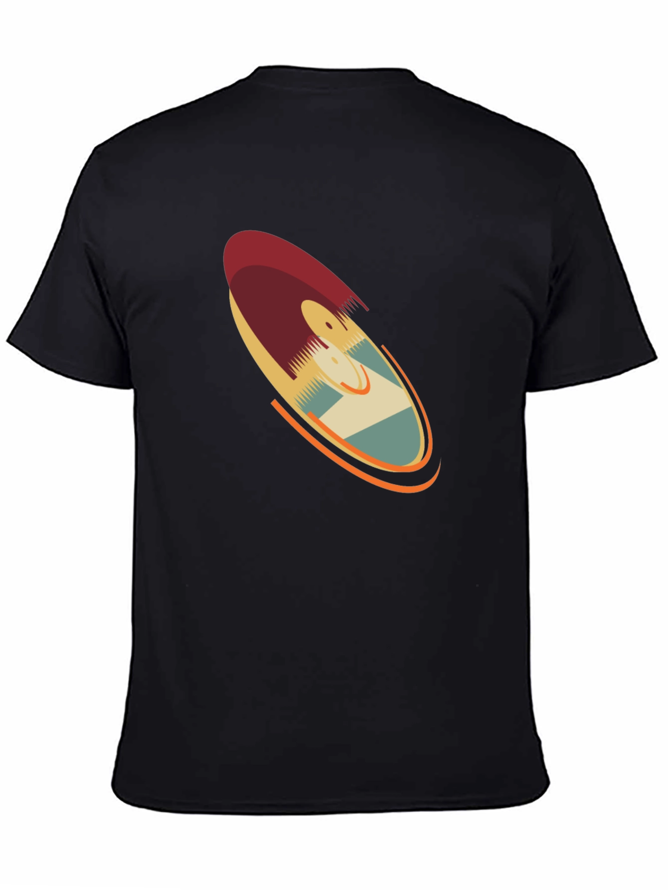 Black Retro Surfboard Graphic Tee - Black Cotton T-Shirt view 4