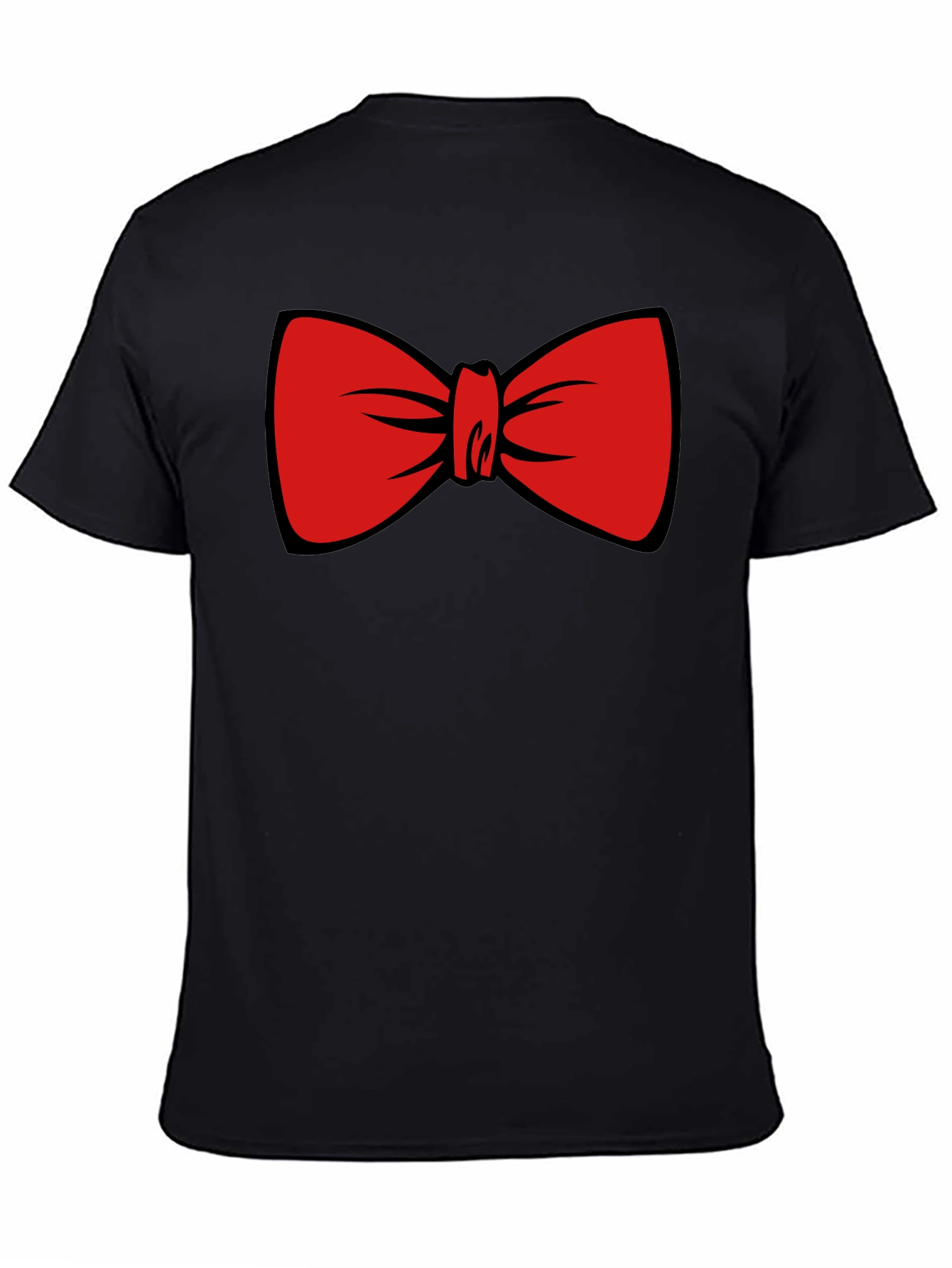 Black Red Bowtie Graphic Black T-Shirt view 4