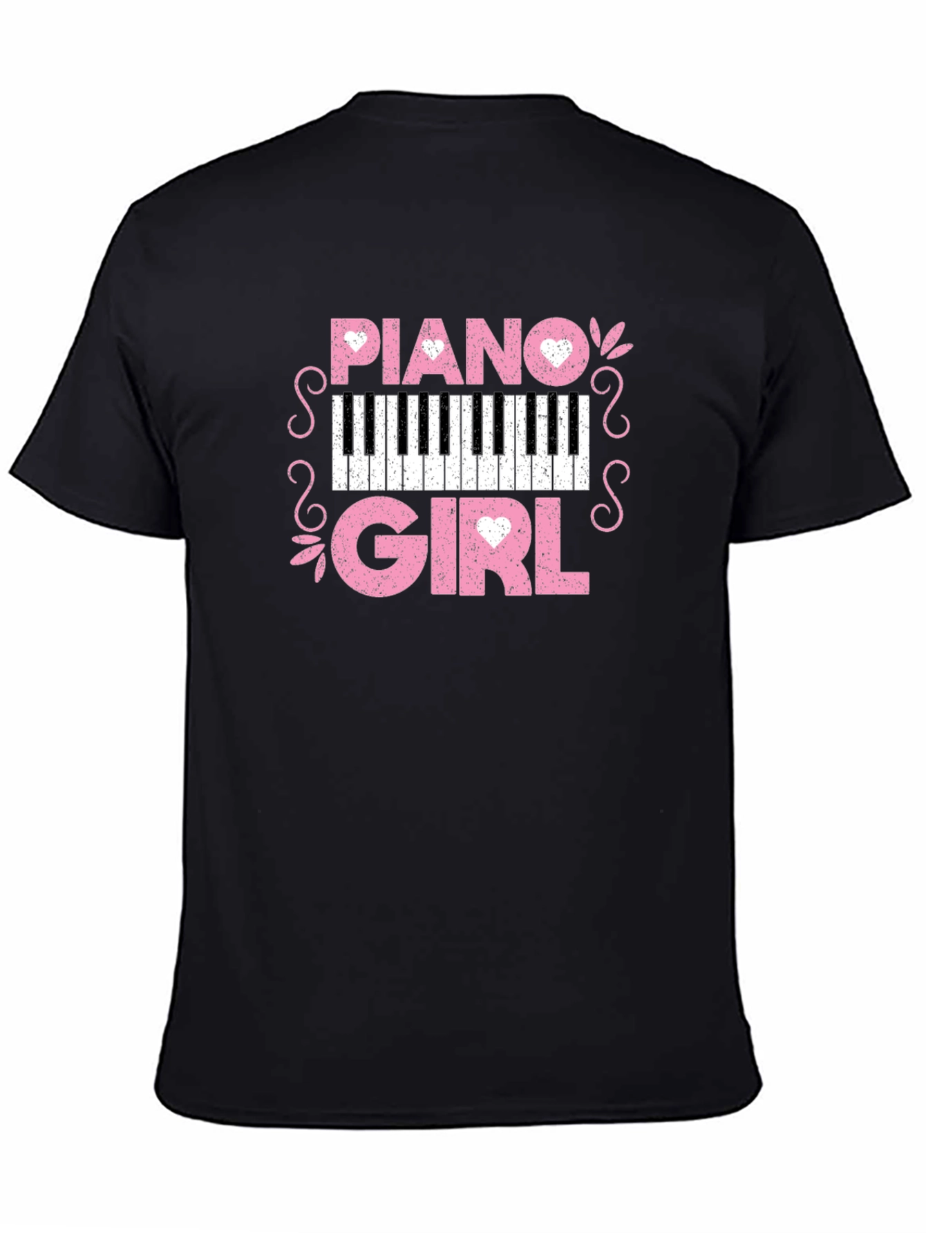 Black Piano Girl Graphic Tee - Music Lover T-Shirt view 4