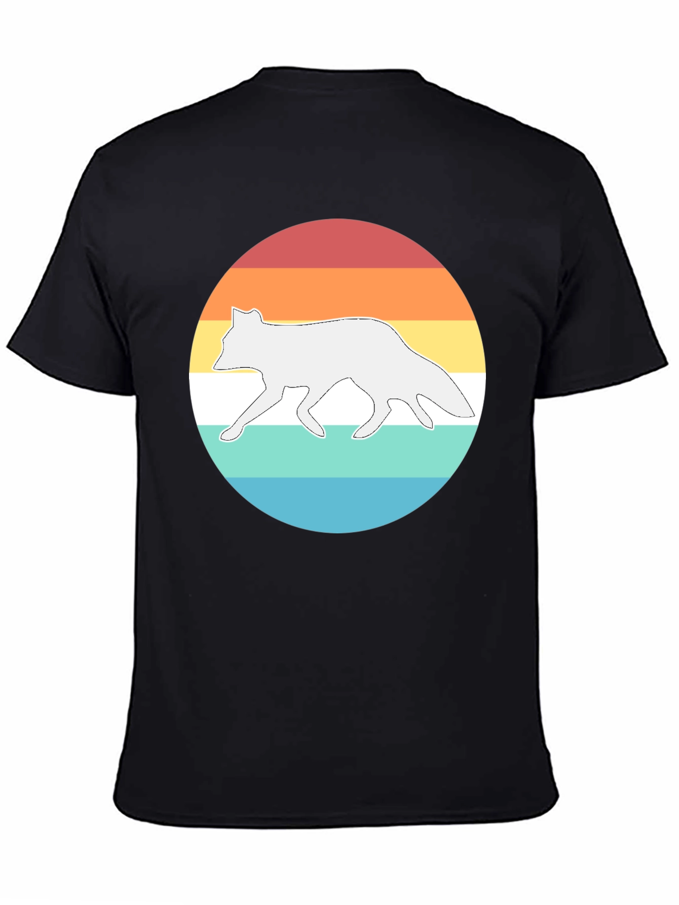 Black Retro Fox Sunset Graphic T-Shirt - Black view 4