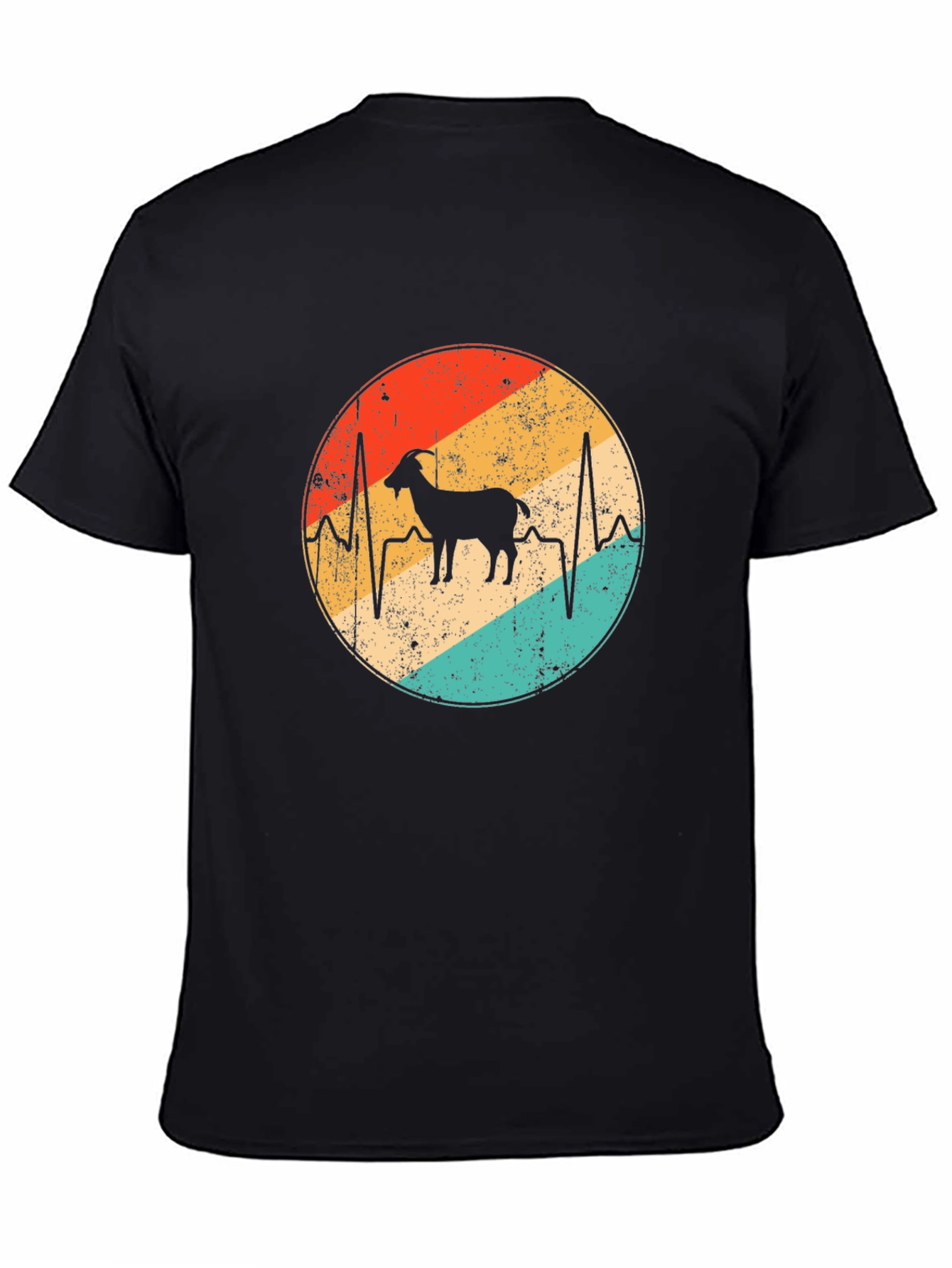 Black Vintage Goat Heartbeat T-Shirt - Black view 4