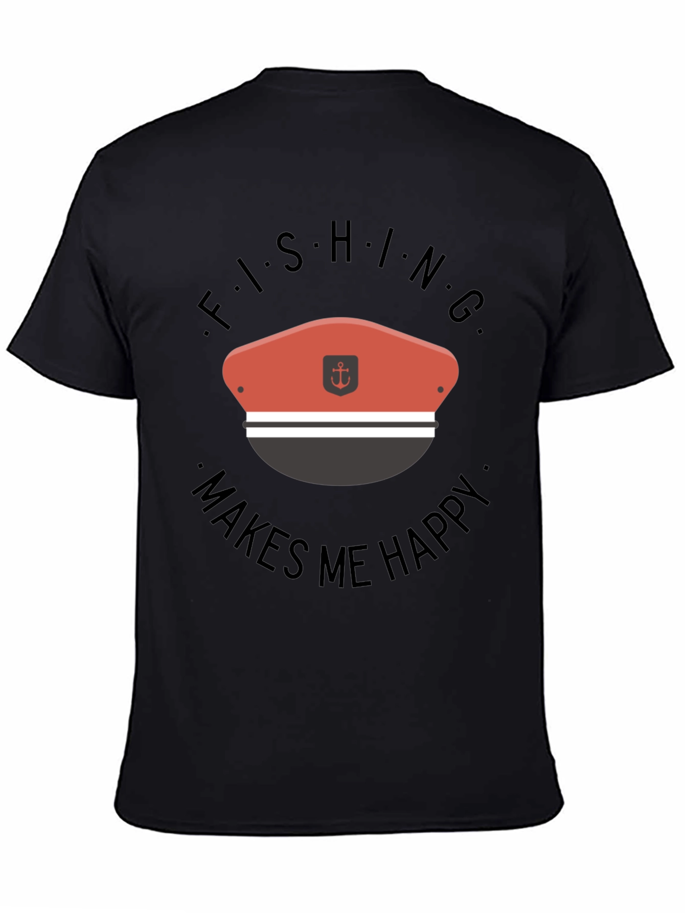 Black Fishing Makes Me Happy T-Shirt view 4
