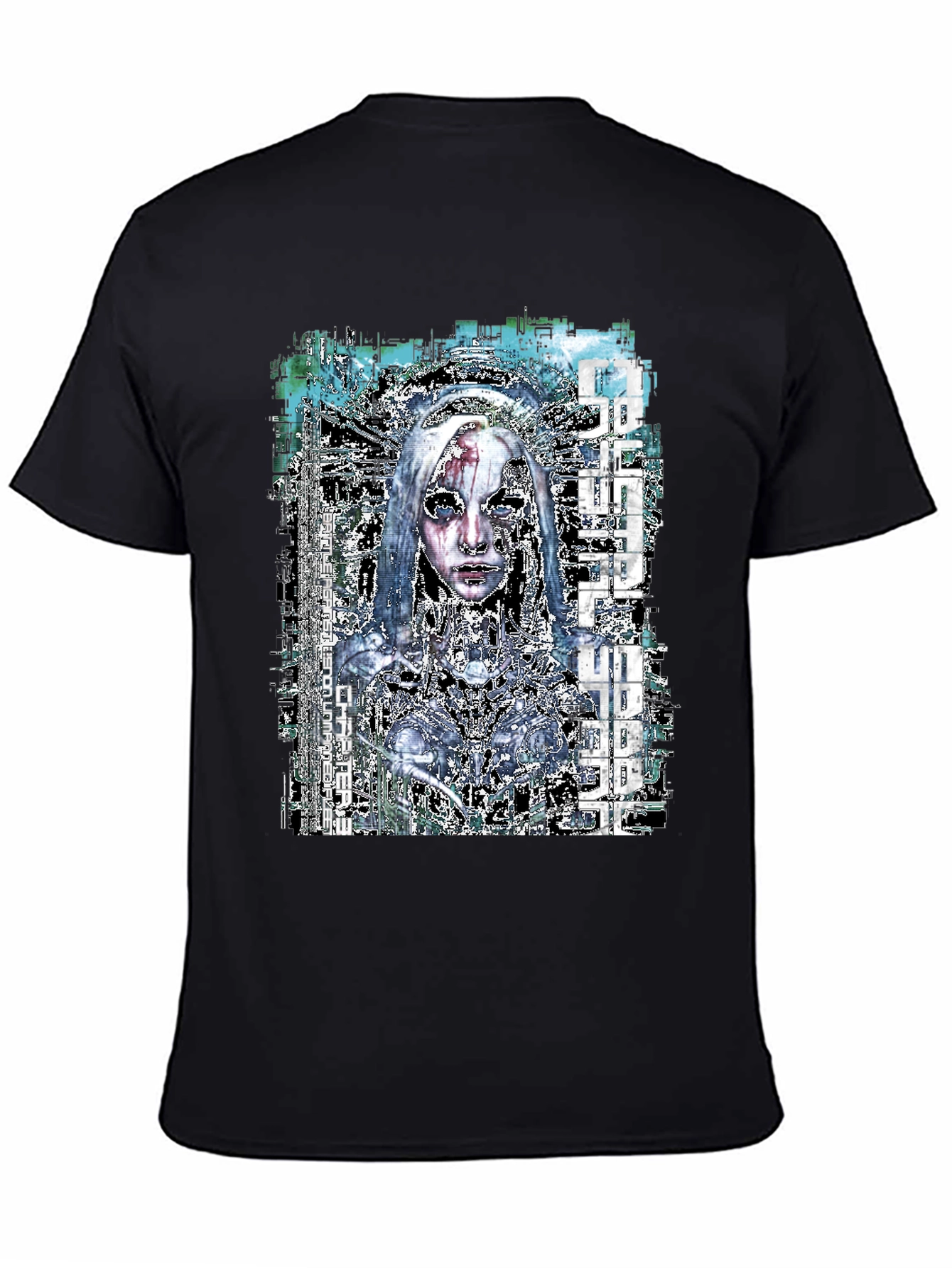 Black Cyberpunk Anime Graphic Black T-Shirt view 4