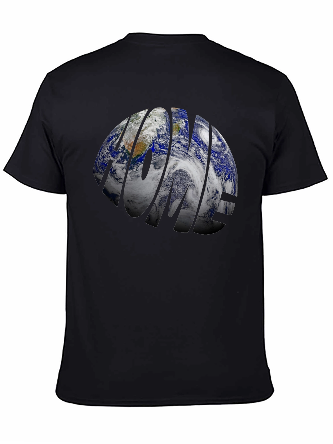 Black Home Planet Earth Graphic T-Shirt - Black view 4
