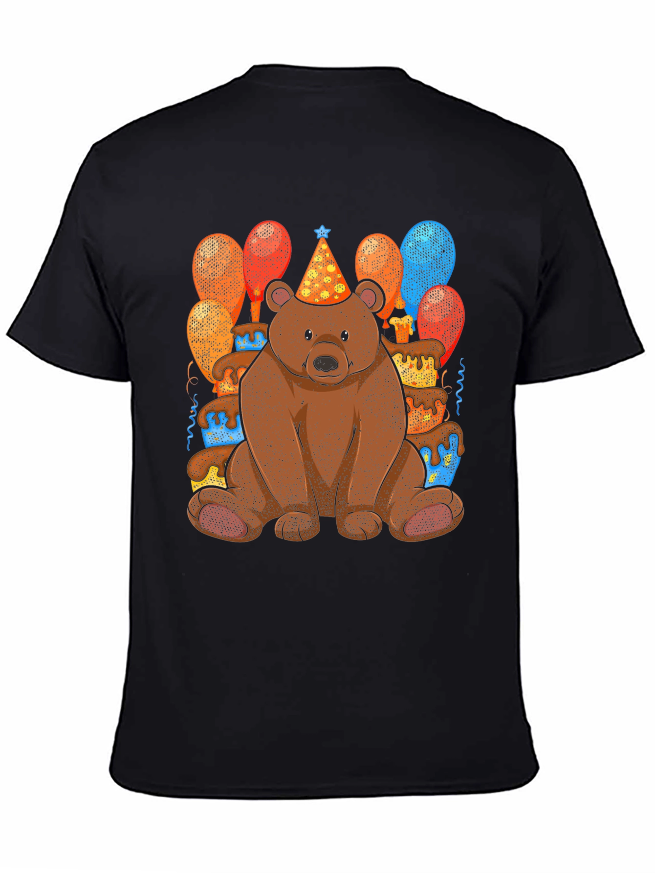 Black Birthday Bear T-Shirt: Cute Cartoon Animal Tee view 4