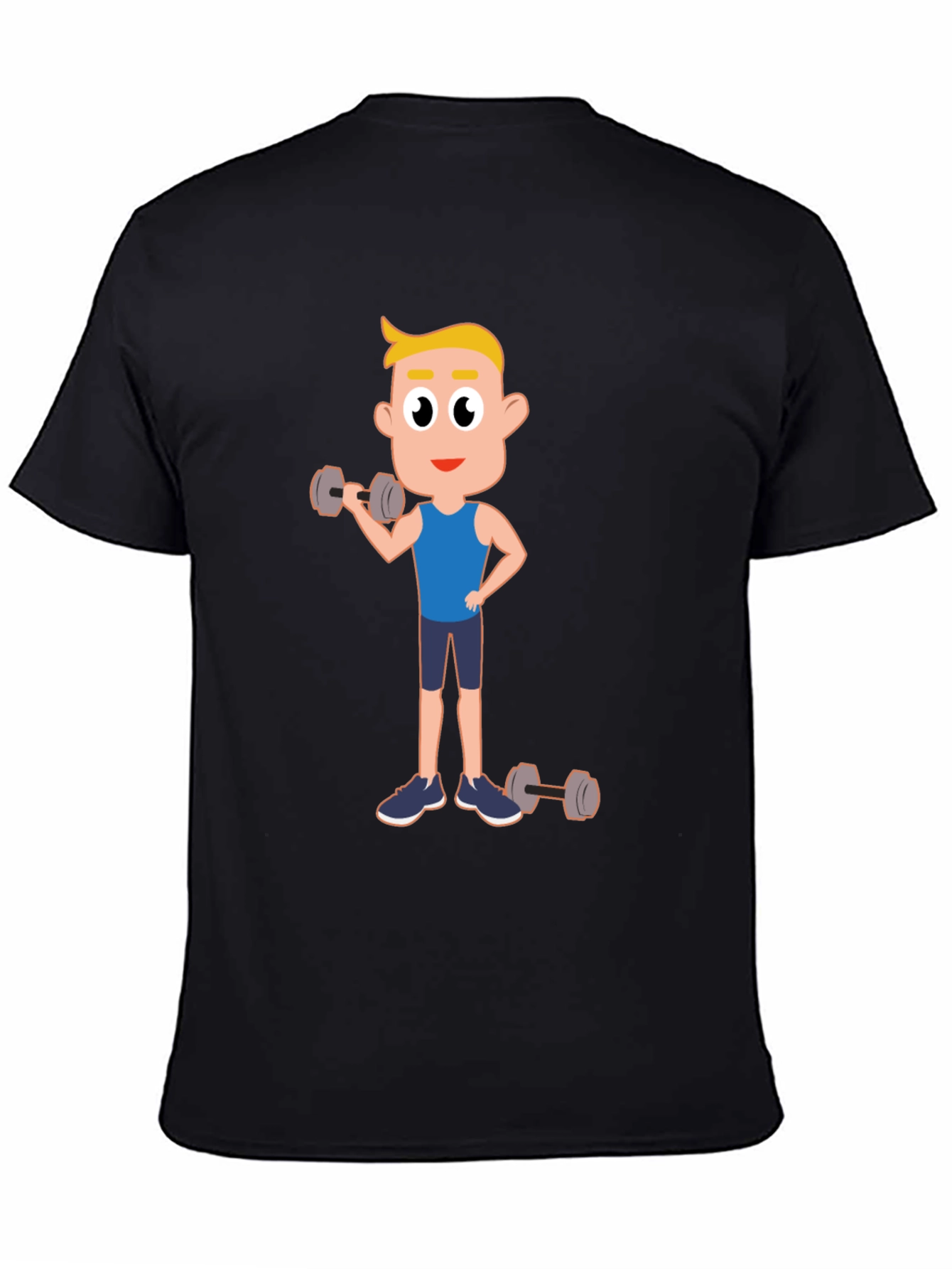 Black Cartoon Fitness T-Shirt: Gym Workout Tee view 4