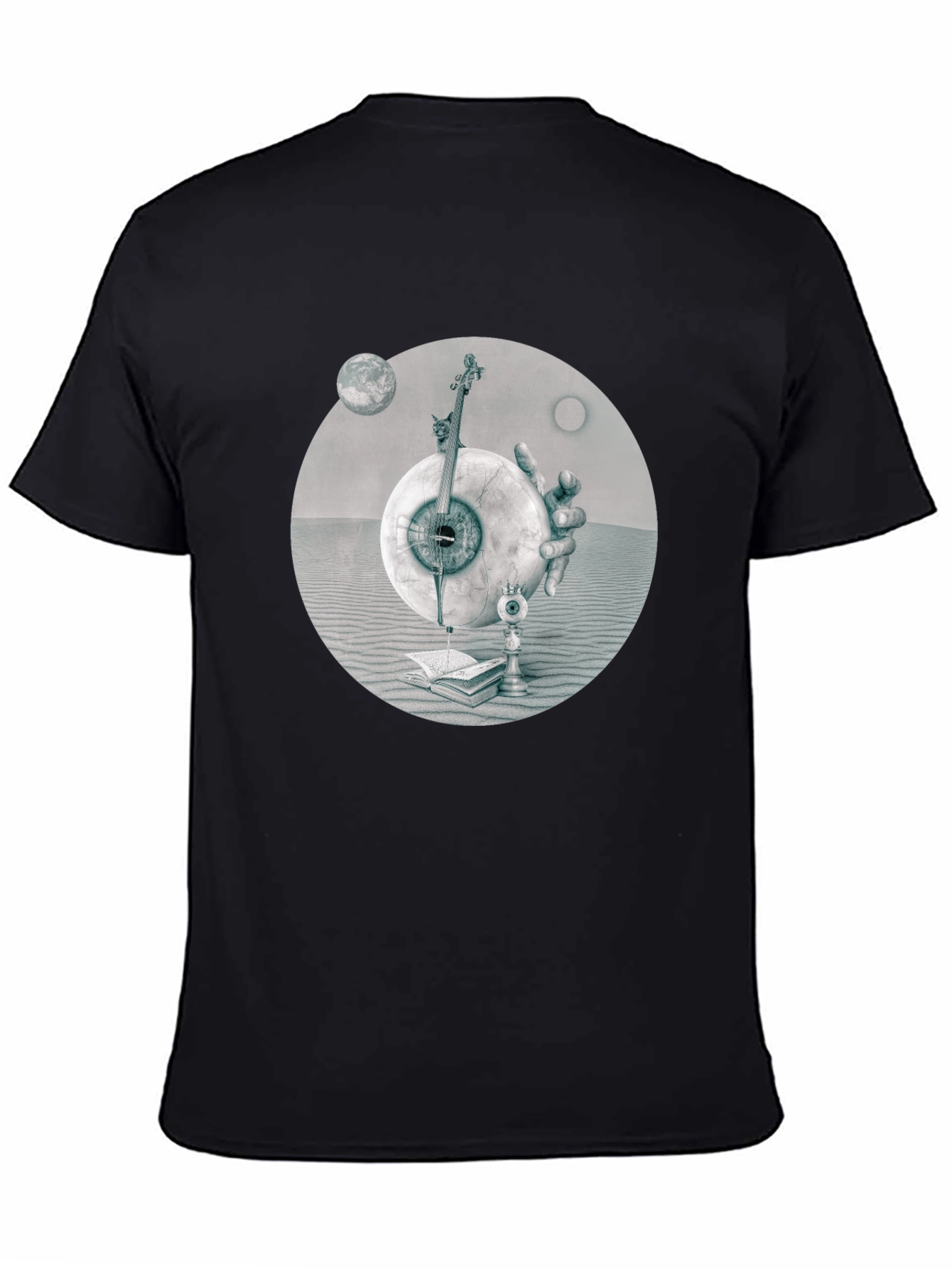Black Surreal Eye & Violin Graphic Tee view 4