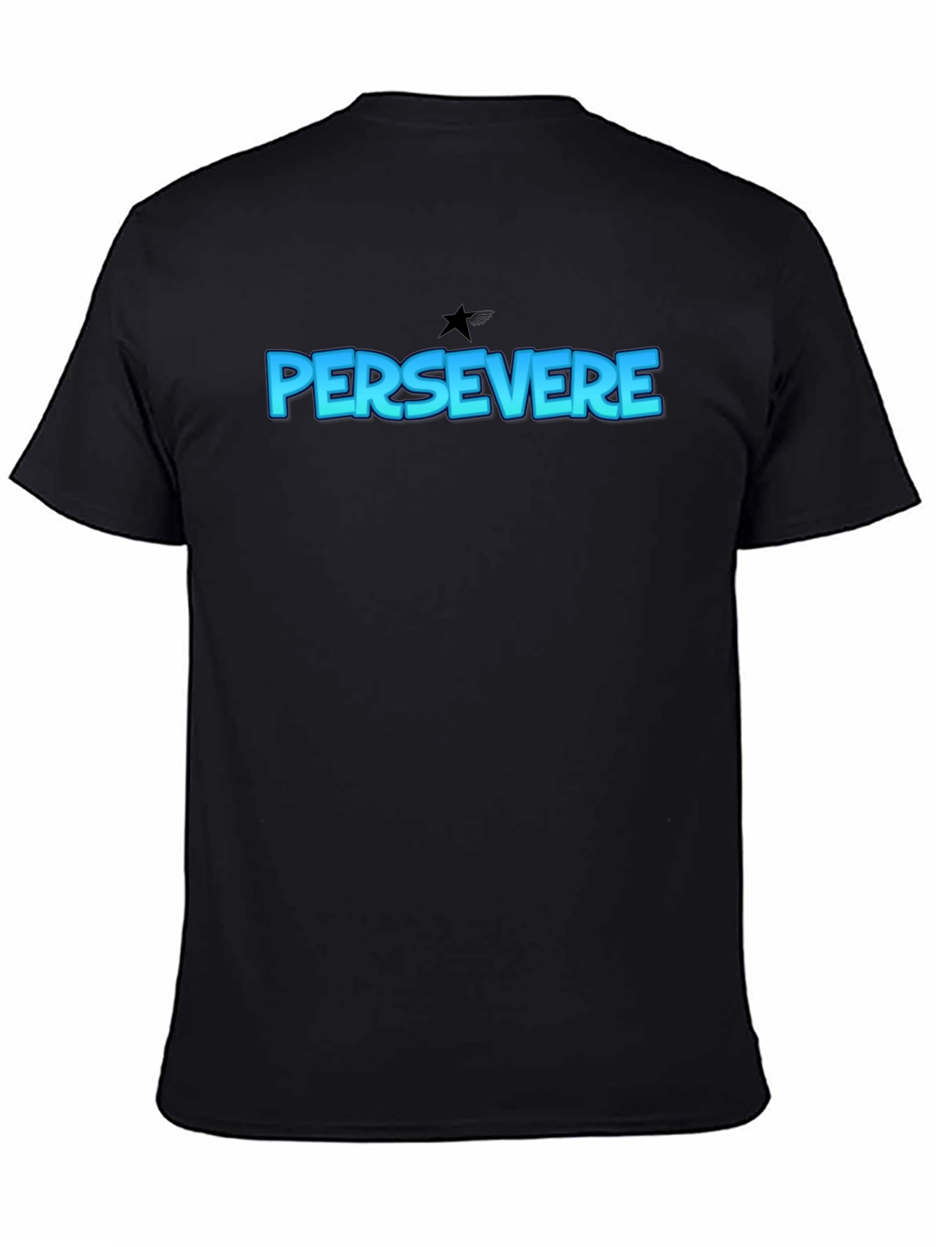 Black Persevere Graphic Tee - Classic Black Cotton T-Shirt view 4
