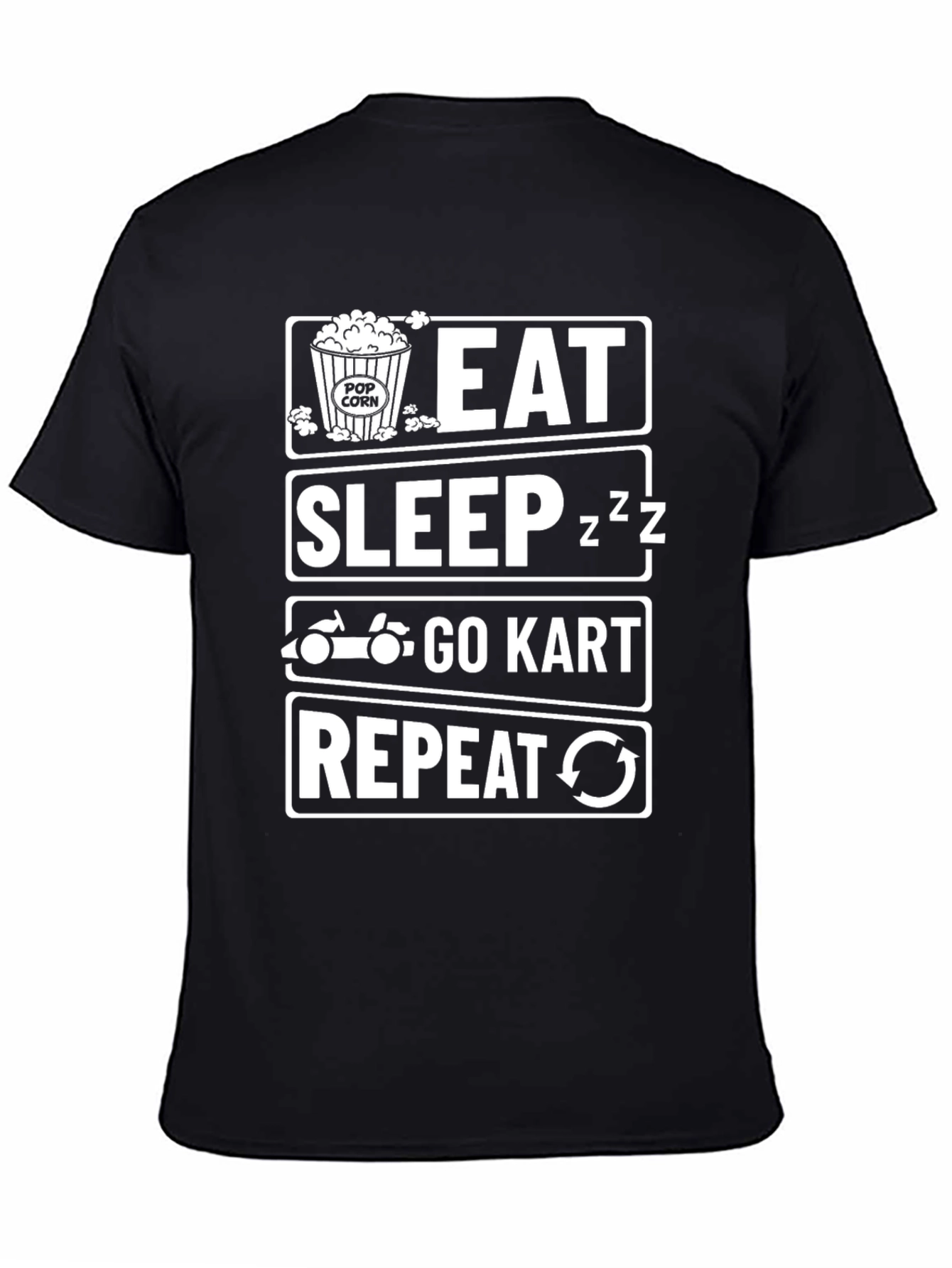 Black Eat Sleep Go Kart Repeat Graphic Tee view 4