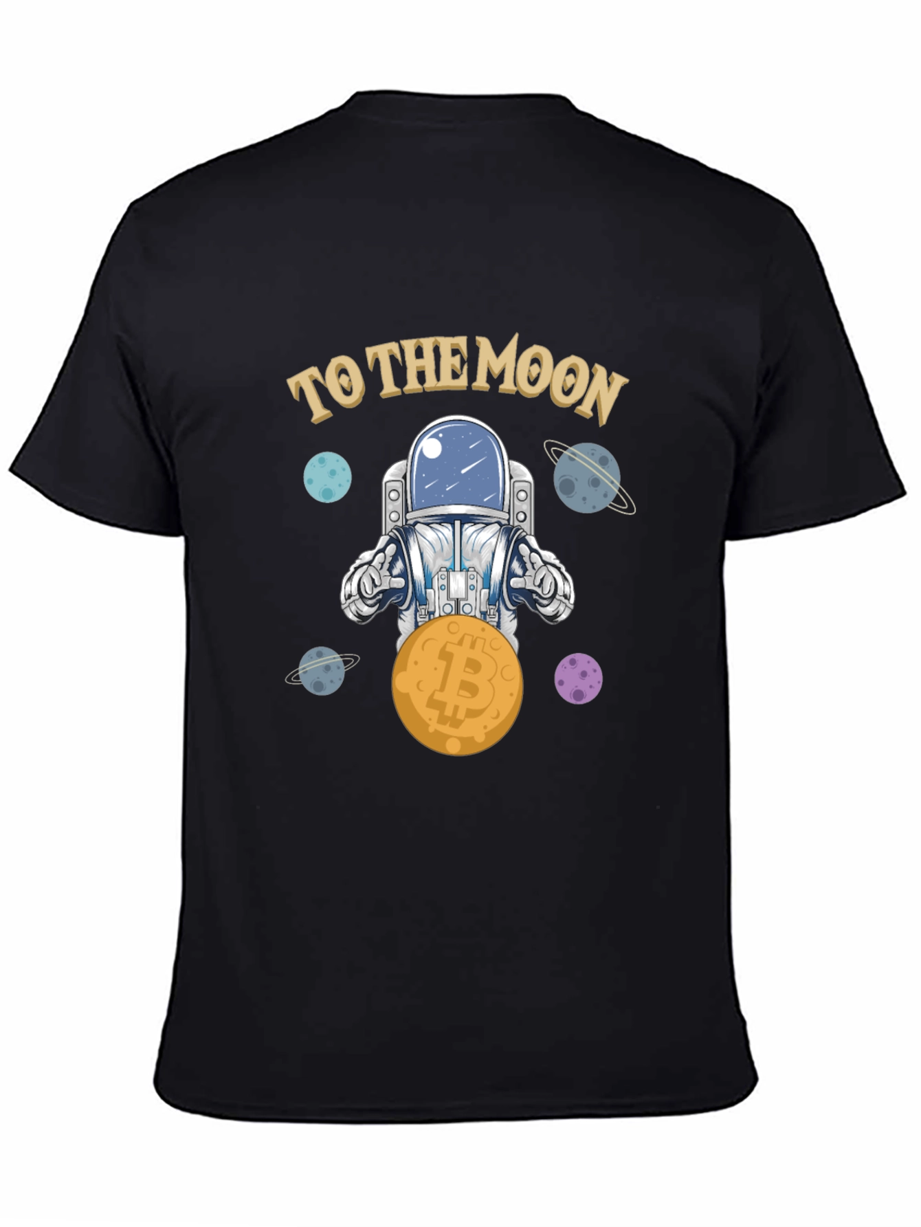 Black Bitcoin Astronaut T-Shirt - To The Moon Crypto Tee view 4