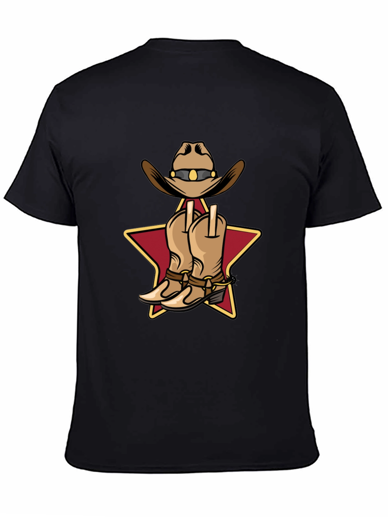 Black Cowboy Hat and Boots Graphic T-Shirt view 4
