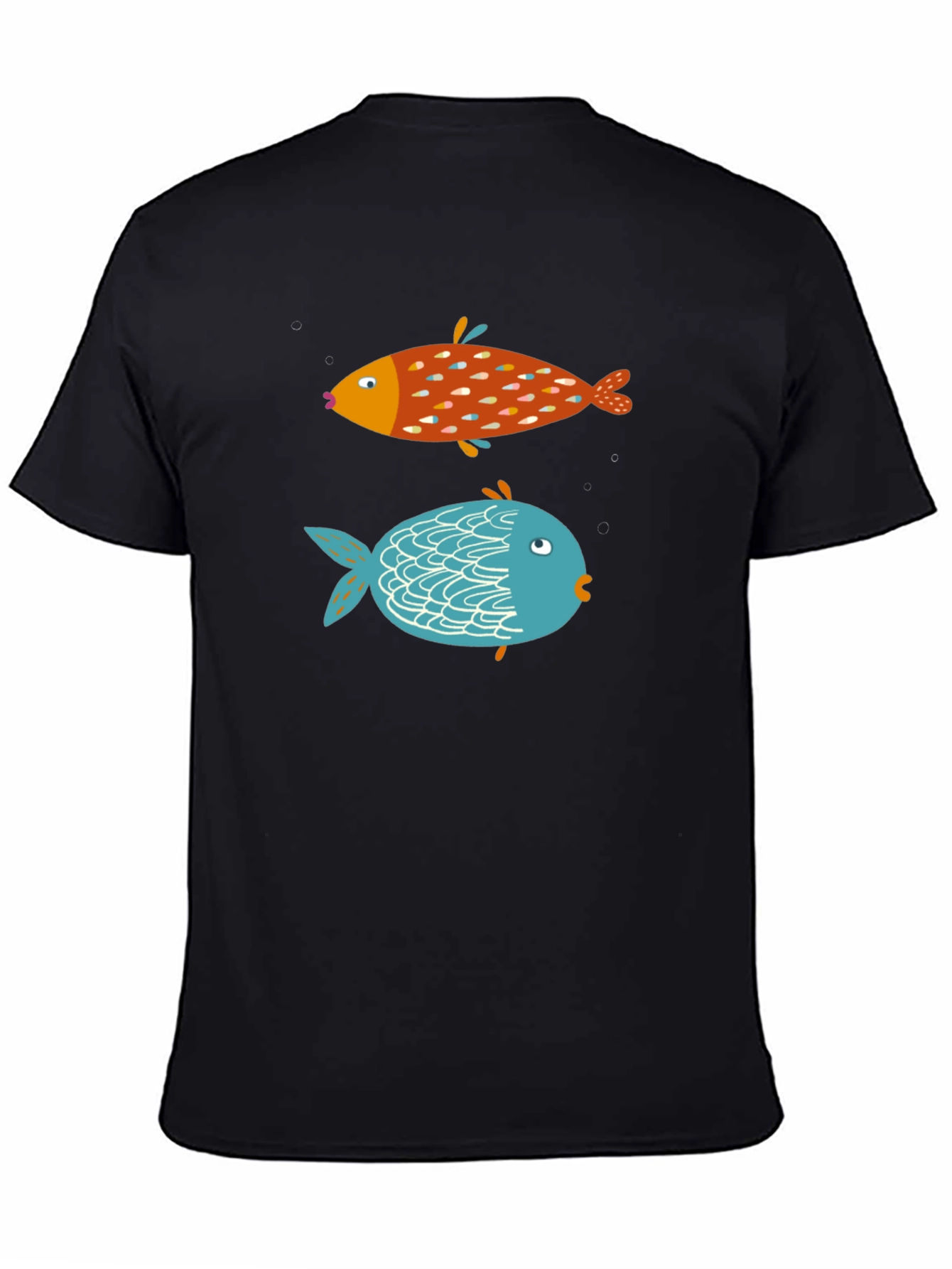 Black Fun Fish Graphic Tee - Black Cotton T-Shirt view 4